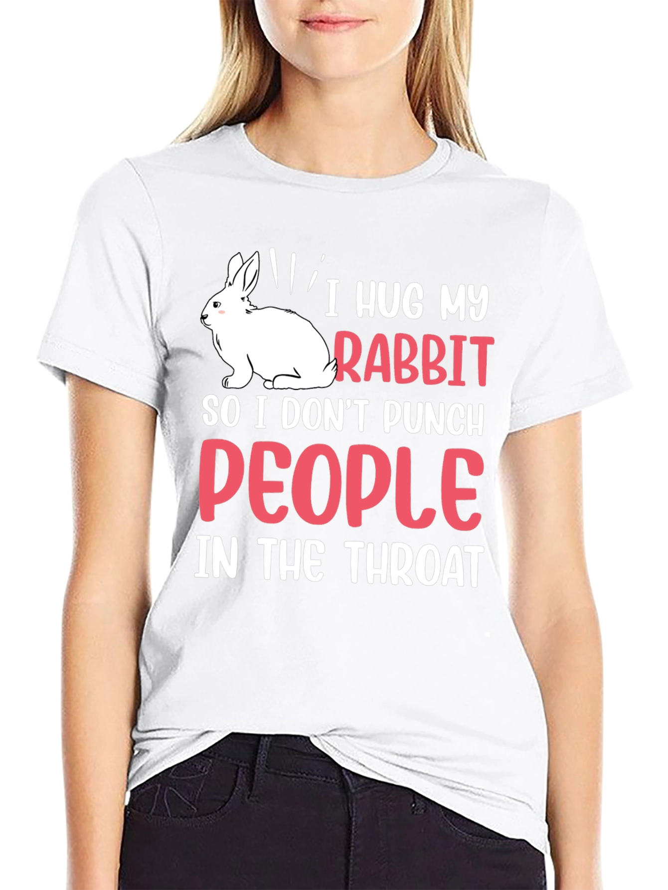 Black I Hug My Rabbit Funny T-Shirt view 9