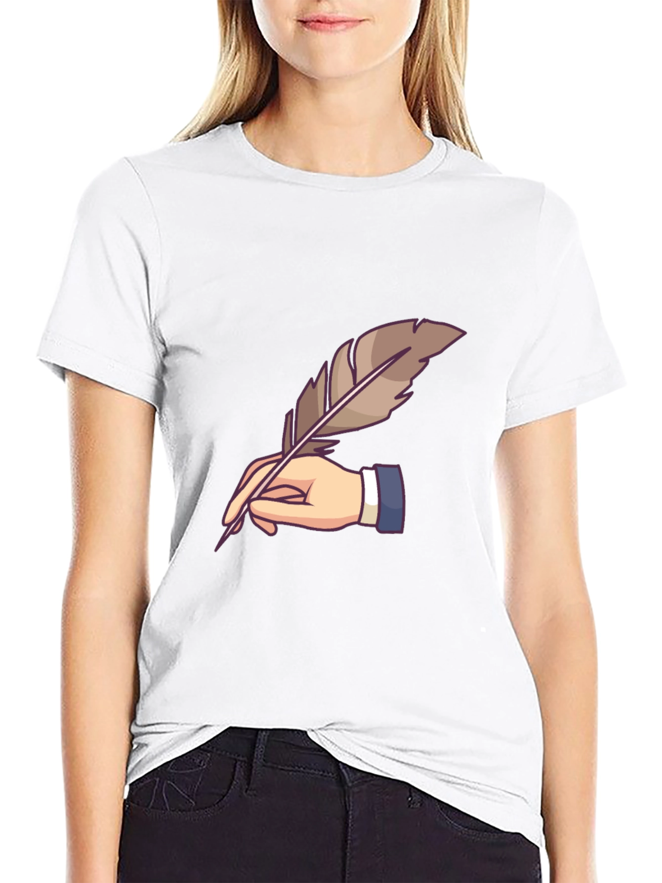 Black Quill Pen Writer Graphic Tee view 9