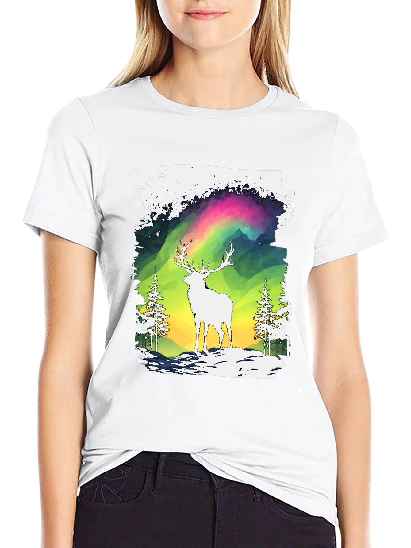 Black Deer Aurora Graphic T-Shirt view 9