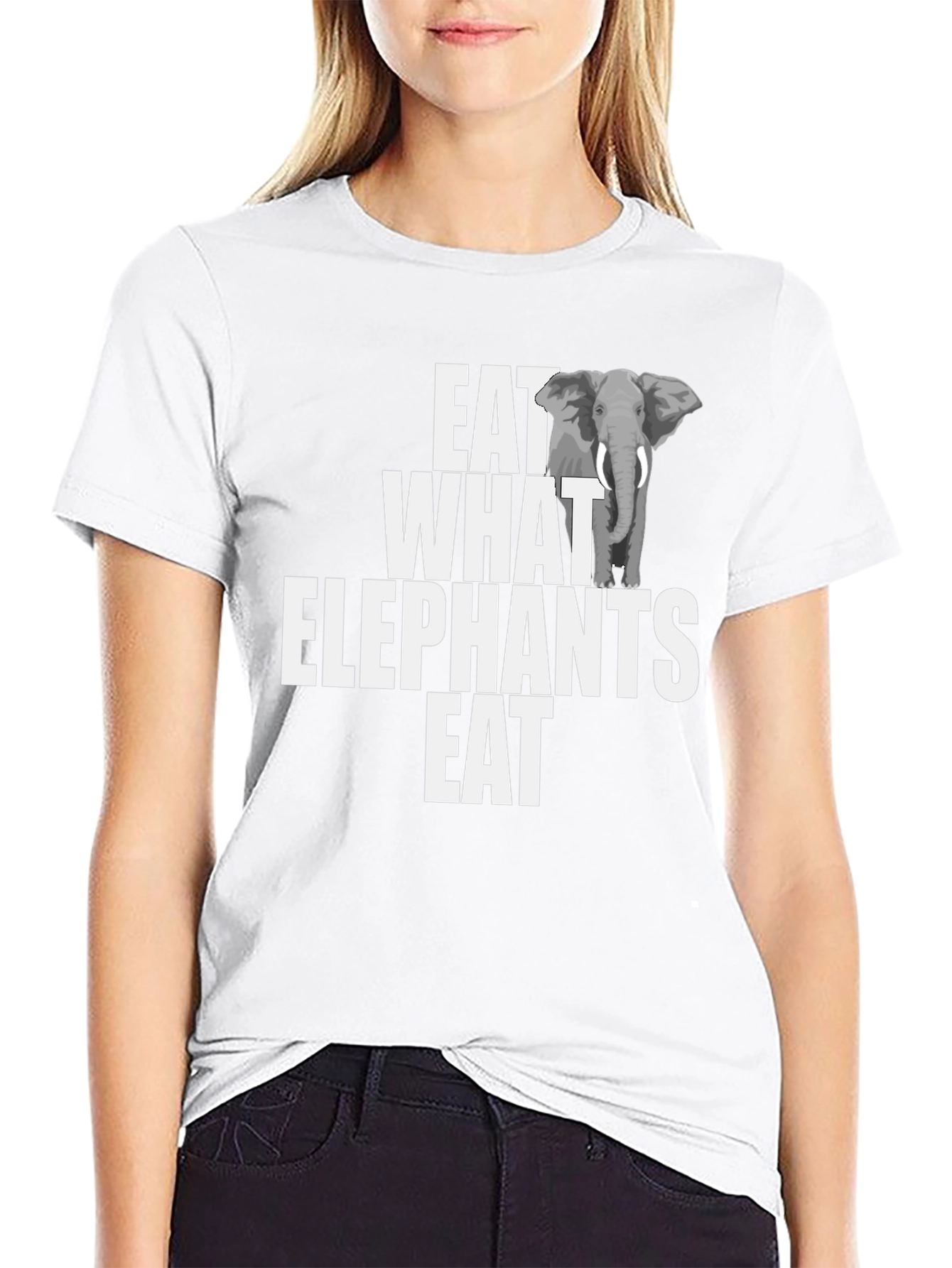 Black Eat What Elephants Eat Funny Graphic T-Shirt view 9