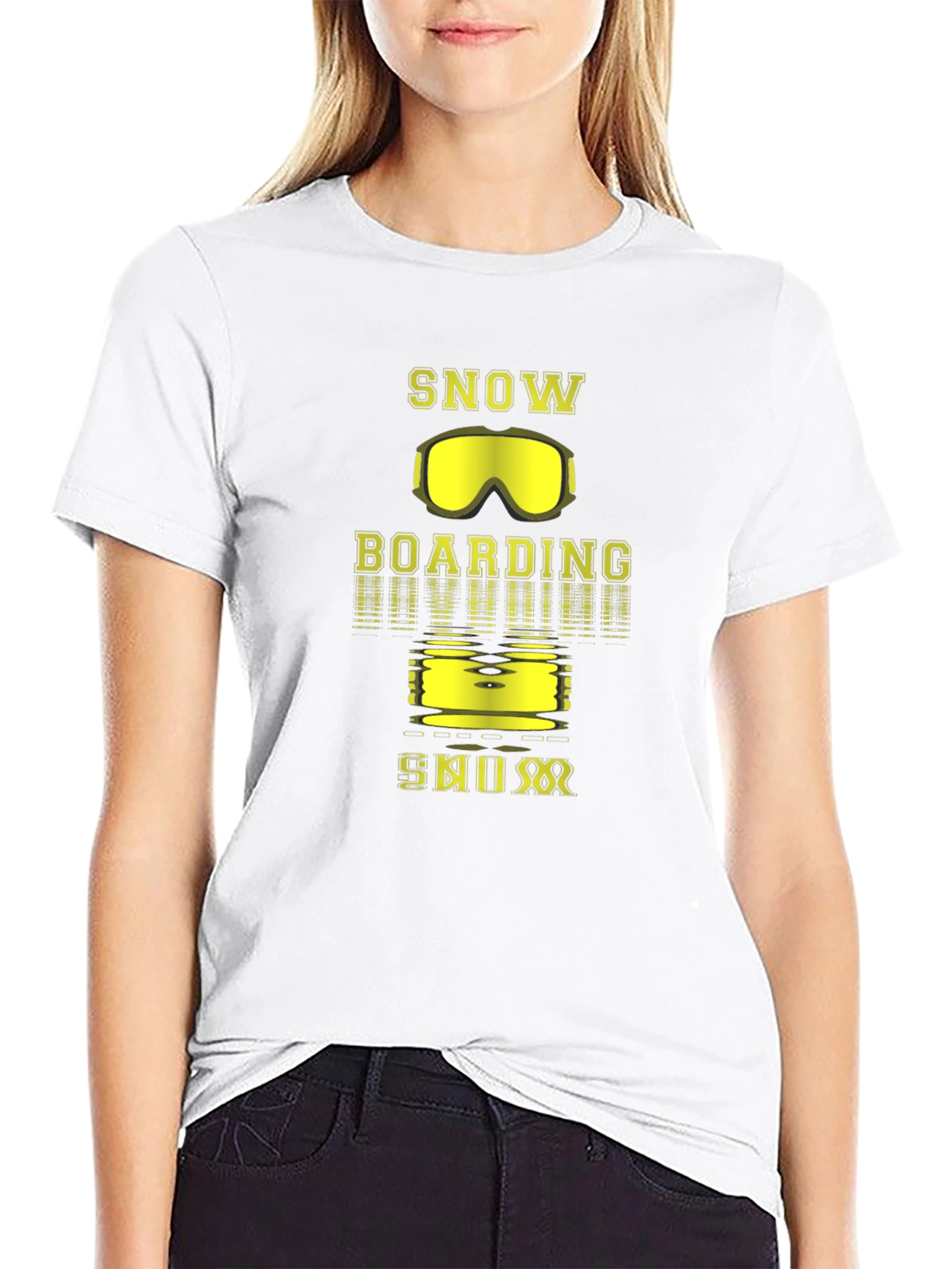 Black Snowboarding Graphic Tee - Black Cotton T-Shirt view 9