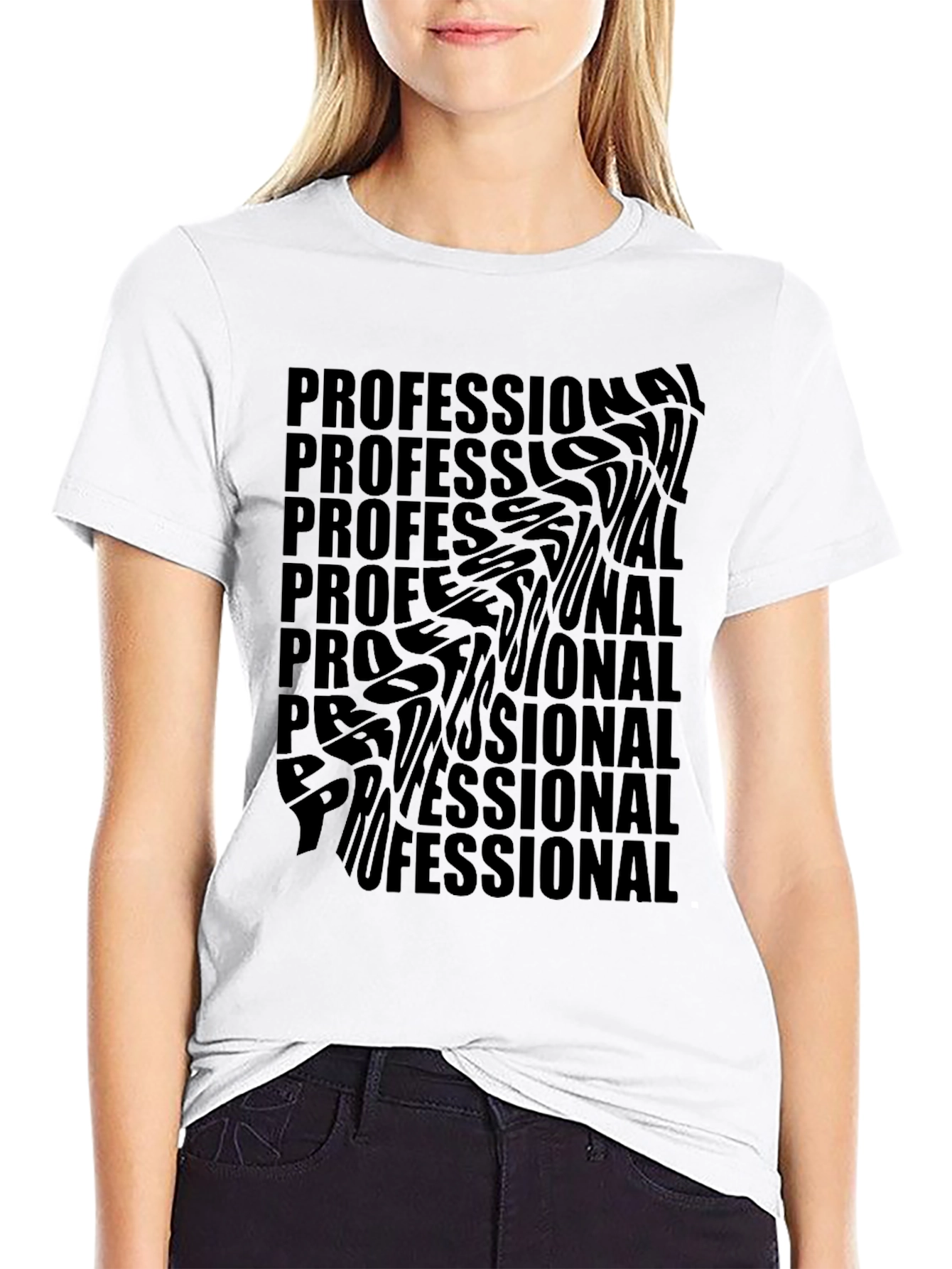 Black Professional Distorted Text Black T-Shirt view 9