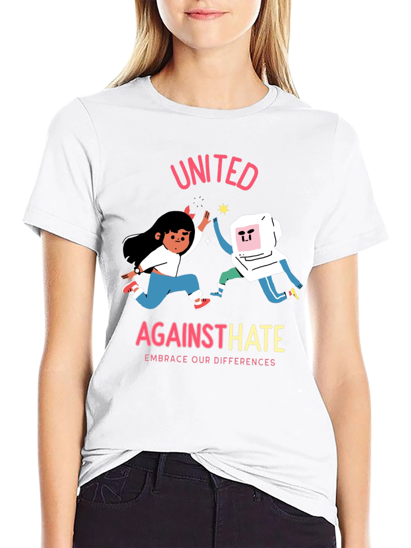 Black United Against Hate Graphic T-Shirt view 9