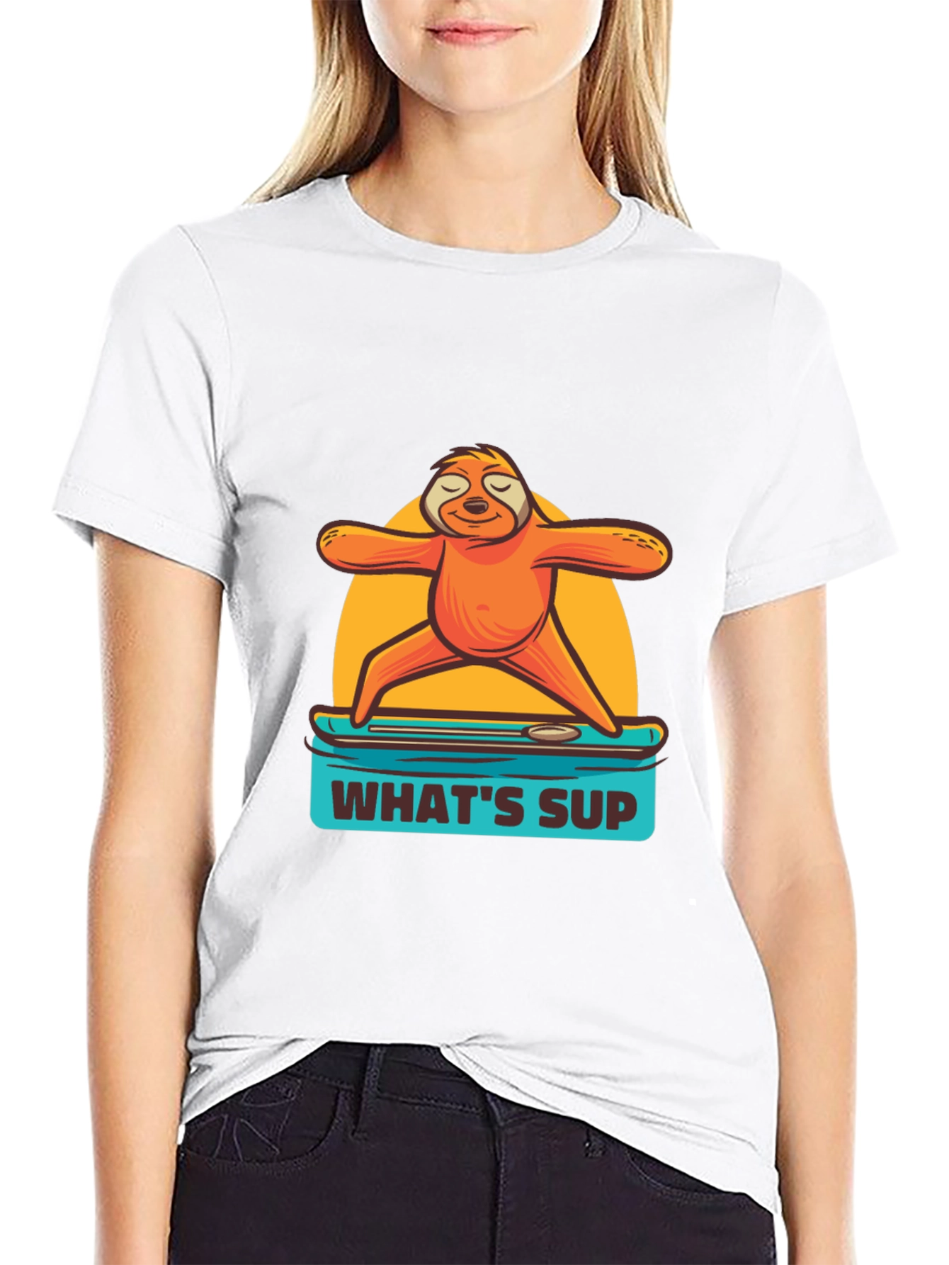Black Sloth Yoga Paddleboard T-Shirt - What's Sup? view 9