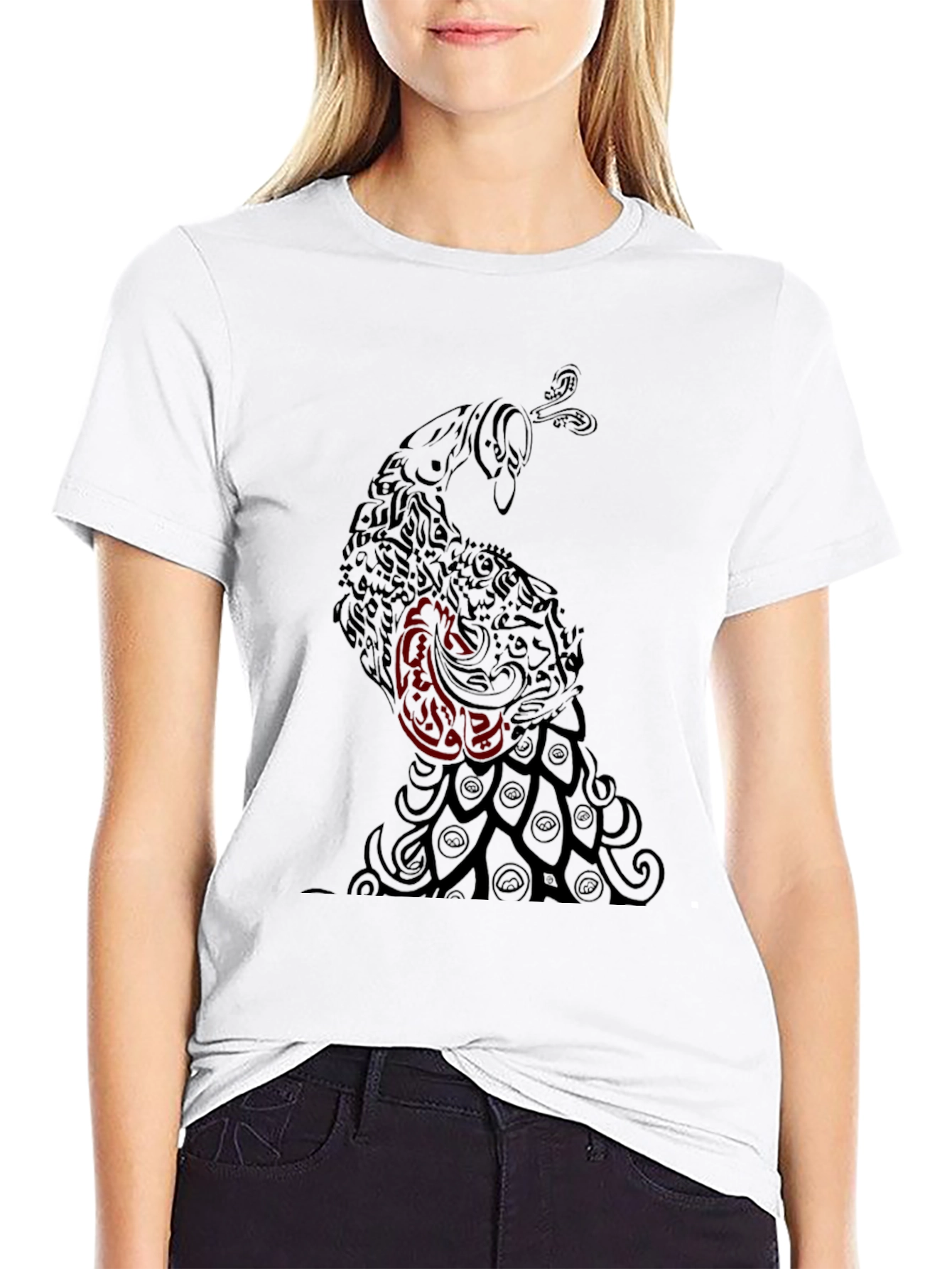 Black Black Peacock Graphic Tee - Stylish Men's Shirt view 9