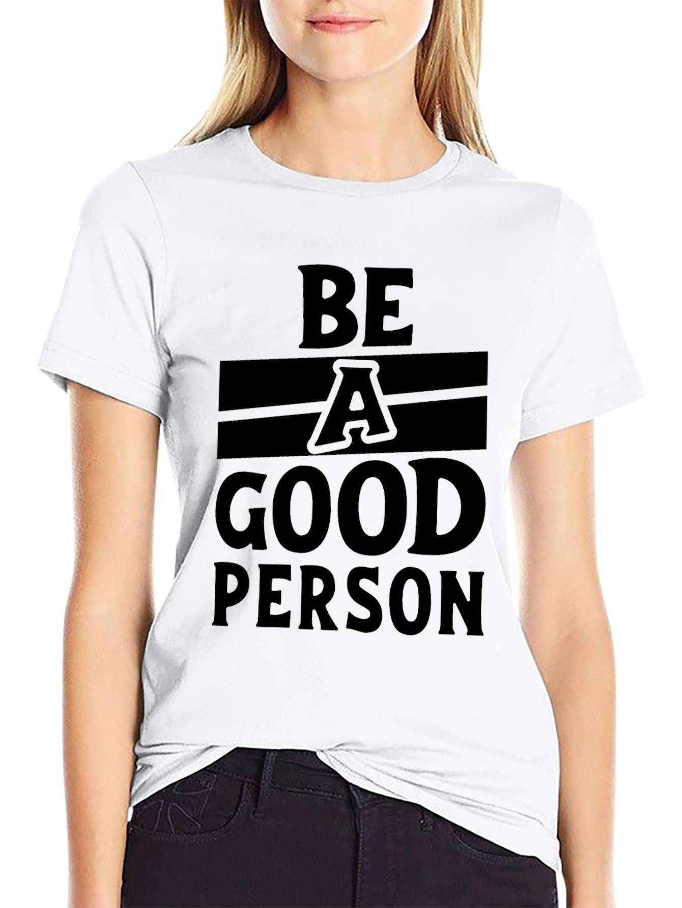 Black Be A Good Person Graphic T-Shirt view 9