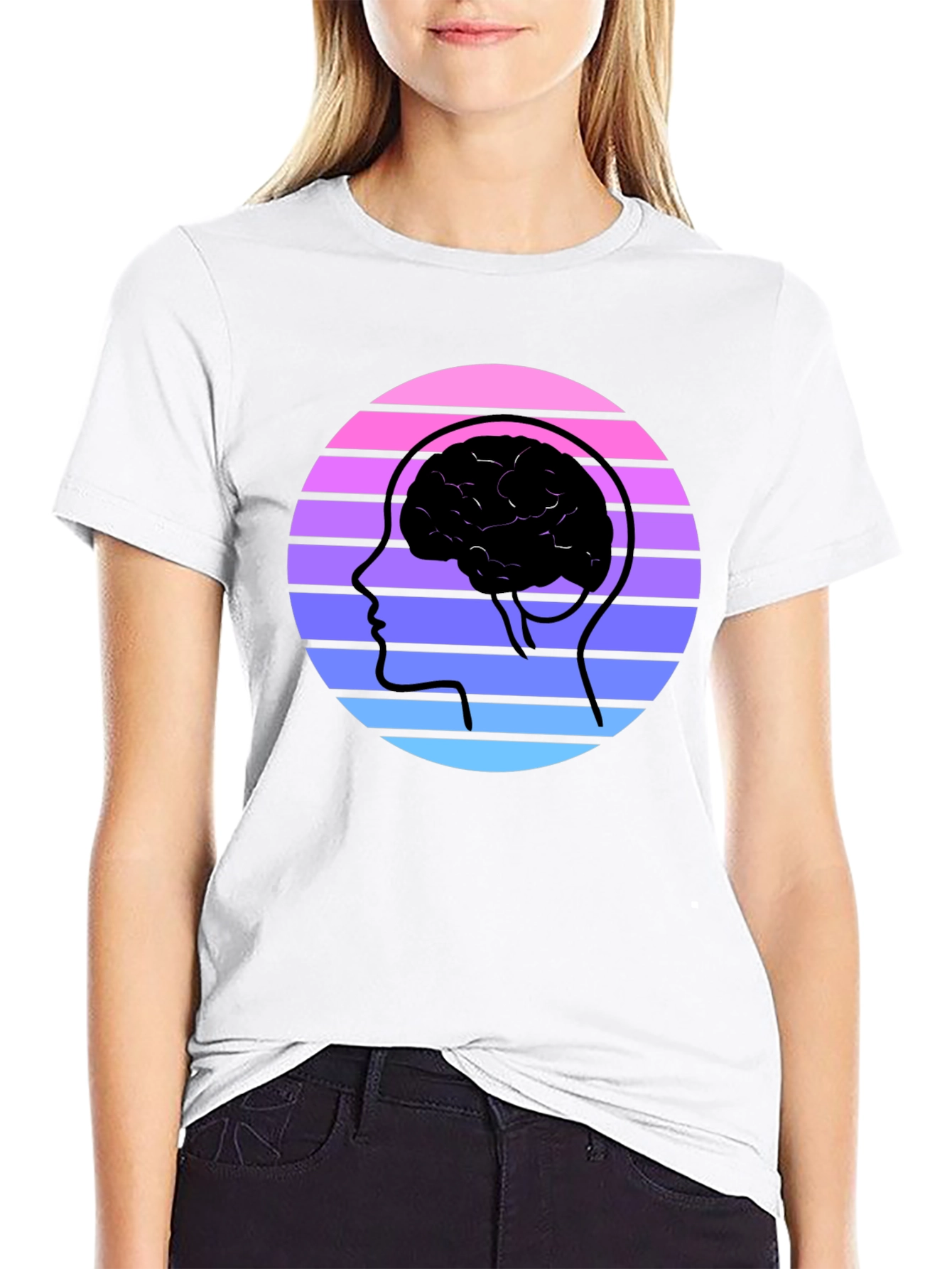 Black Retro Brain Graphic Tee - Black view 9