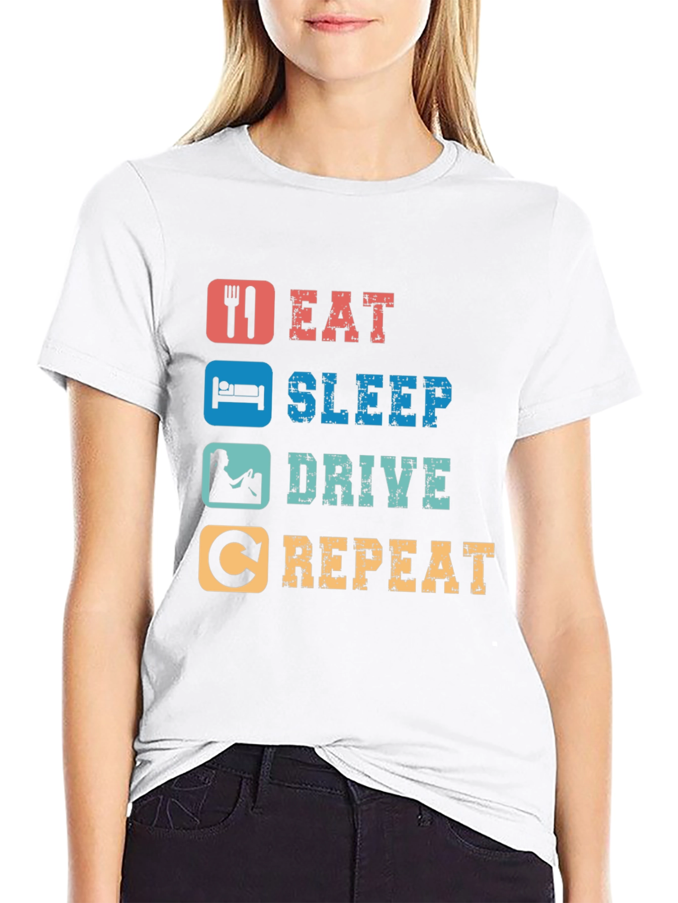 Black Eat Sleep Drive Repeat T-Shirt view 9