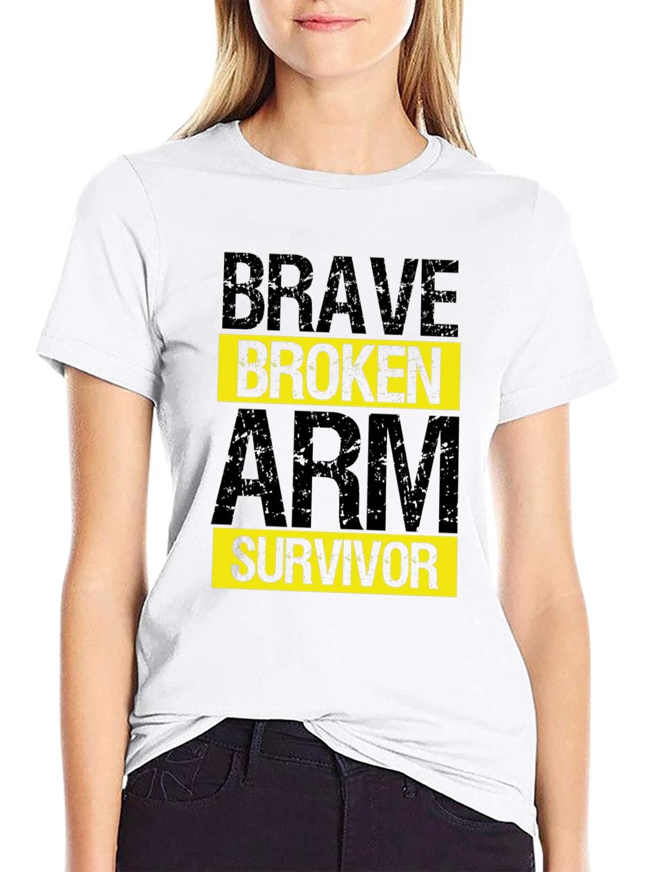 Black Brave Broken Arm Survivor T-Shirt - Black Graphic Tee view 9