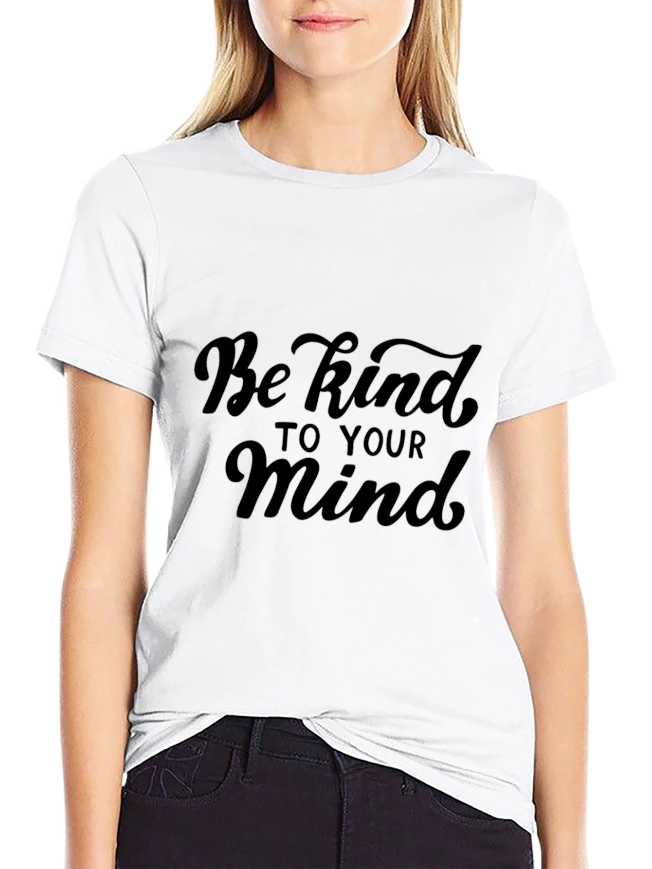 Black Be Kind to Your Mind T-Shirt - Classic Crew Neck Tee view 9