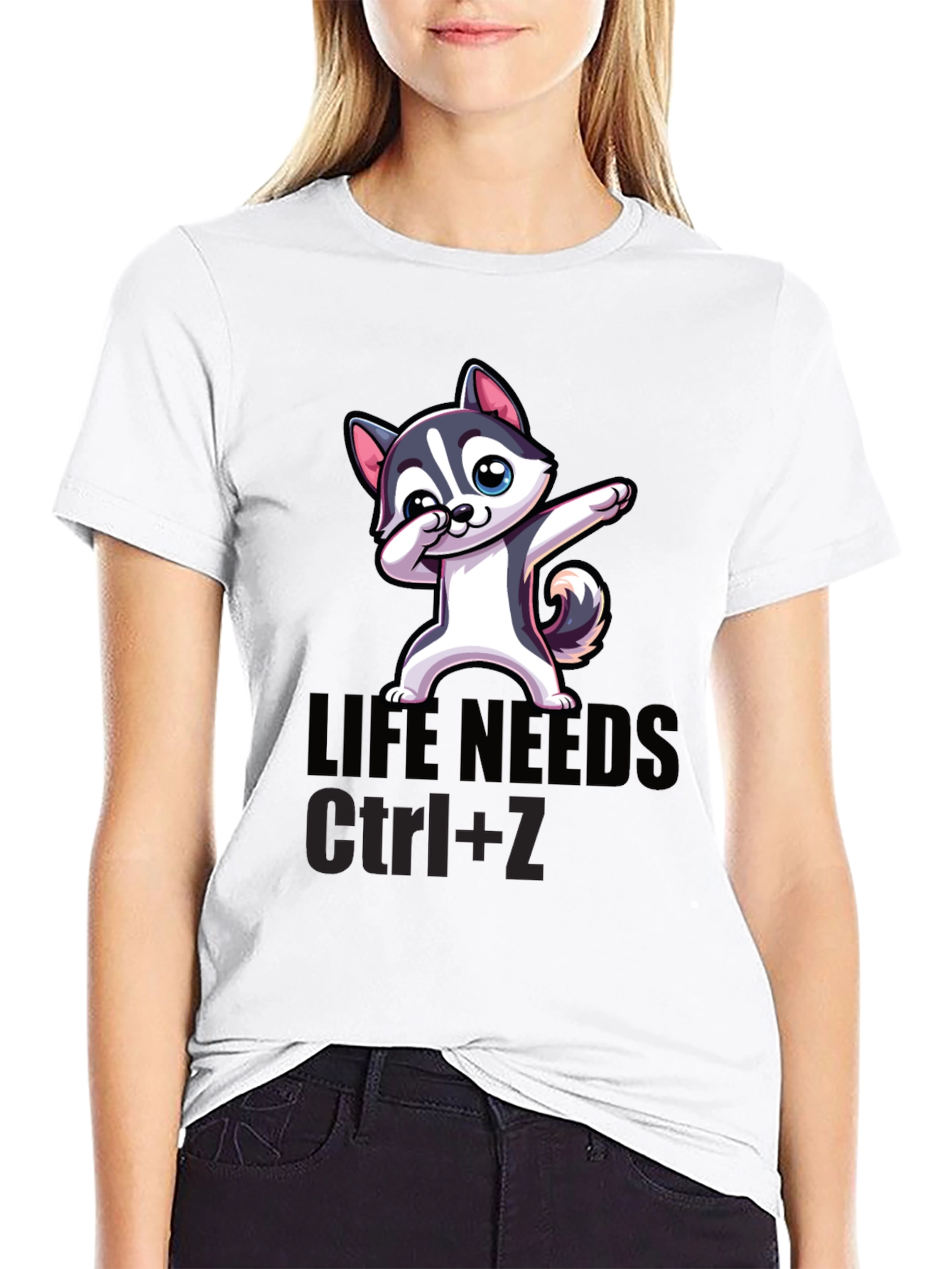 Black Life Needs Ctrl+Z T-Shirt, Cartoon Dog Dab view 9