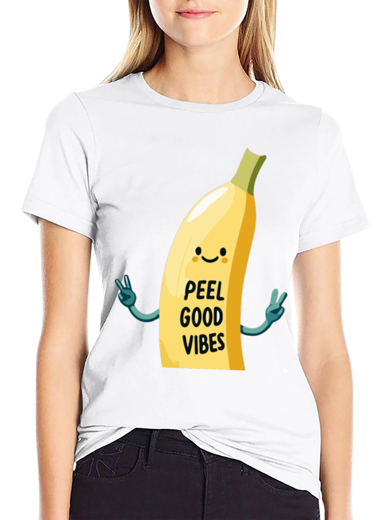 Black Peel Good Vibes T-Shirt - Funny Banana Graphic Tee view 9