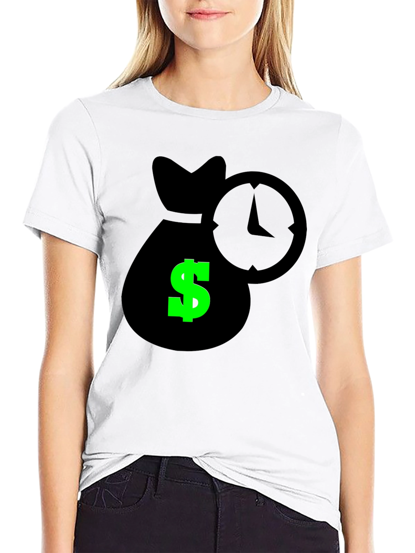 Black Time is Money Graphic Tee - Black Cotton Shirt view 9