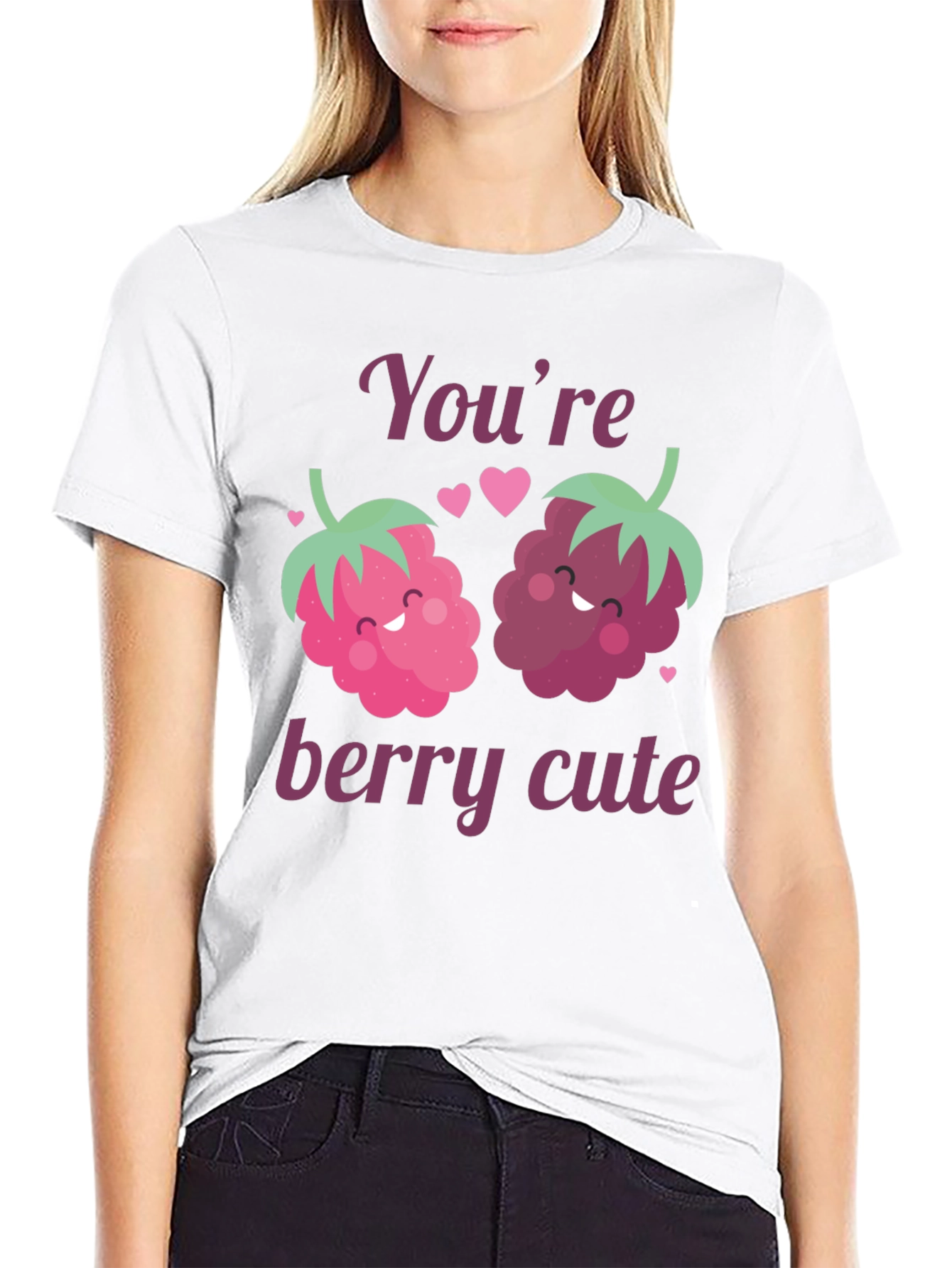 Black You're Berry Cute Graphic Tee view 9