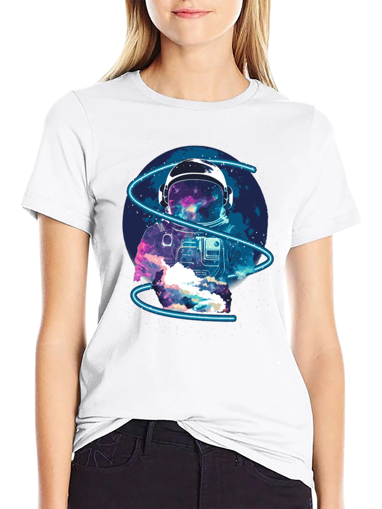 Black Astronaut Space Graphic T-Shirt view 9