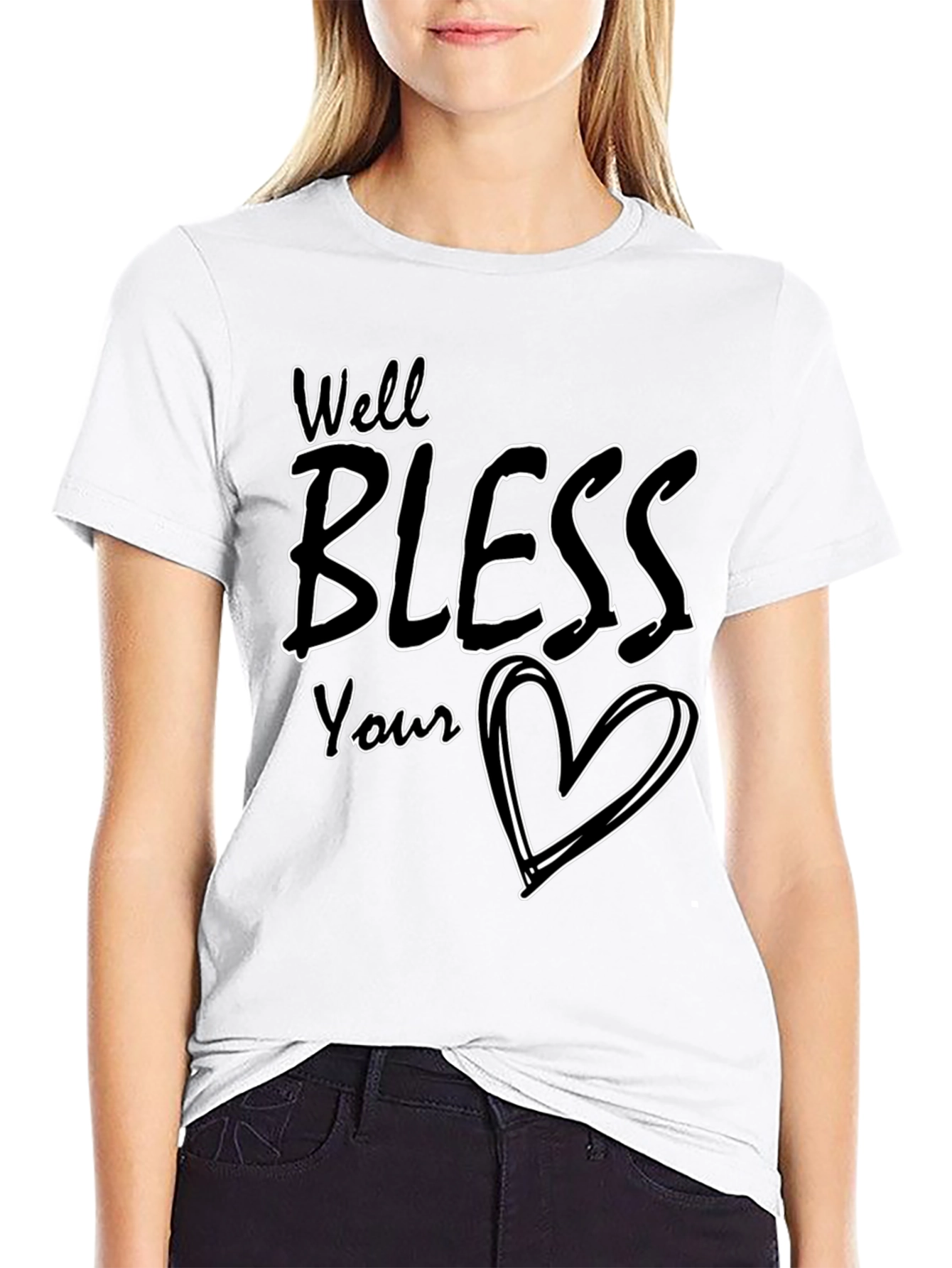 Black Well Bless Your Heart Graphic Tee - Black view 9