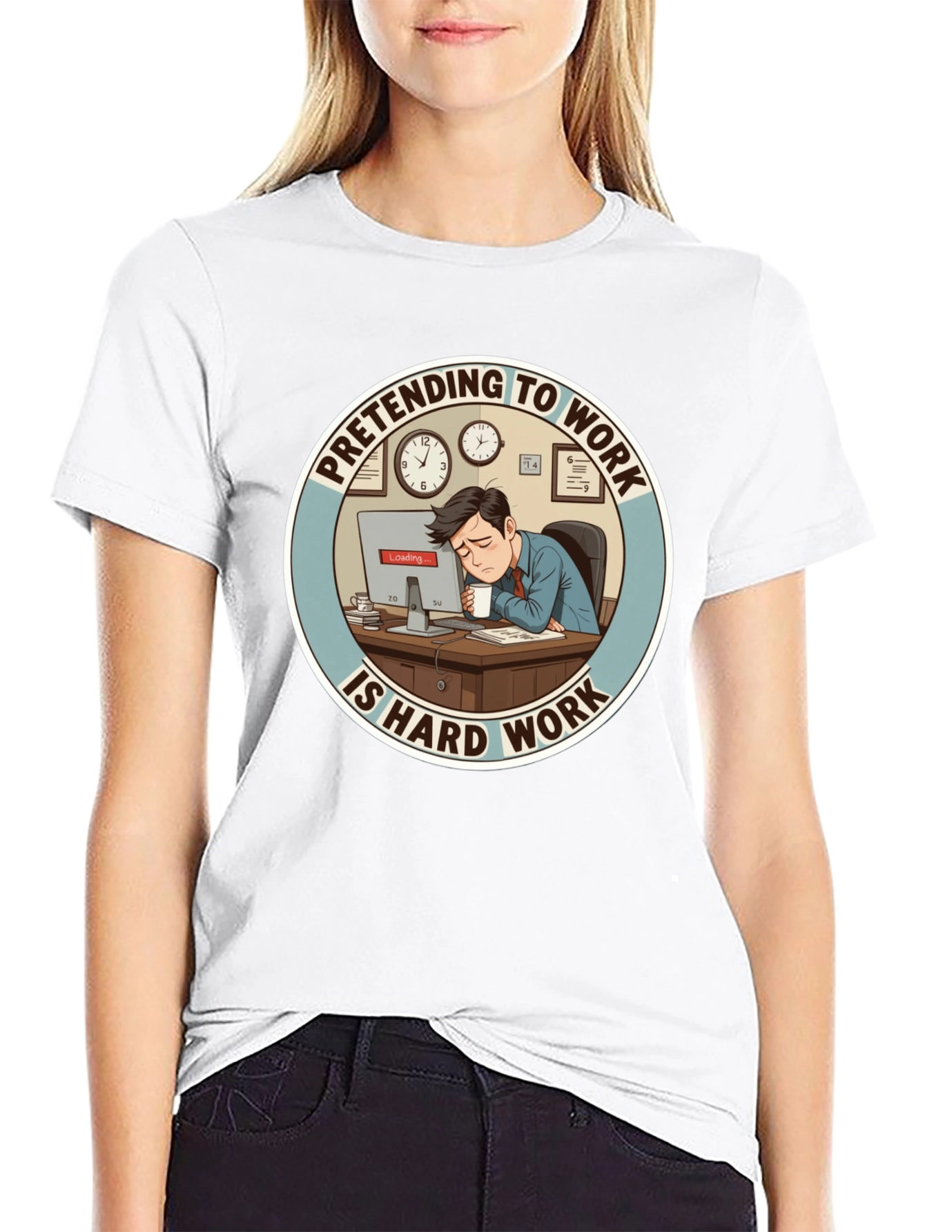 Black Pretending to Work is Hard Work T-Shirt view 9