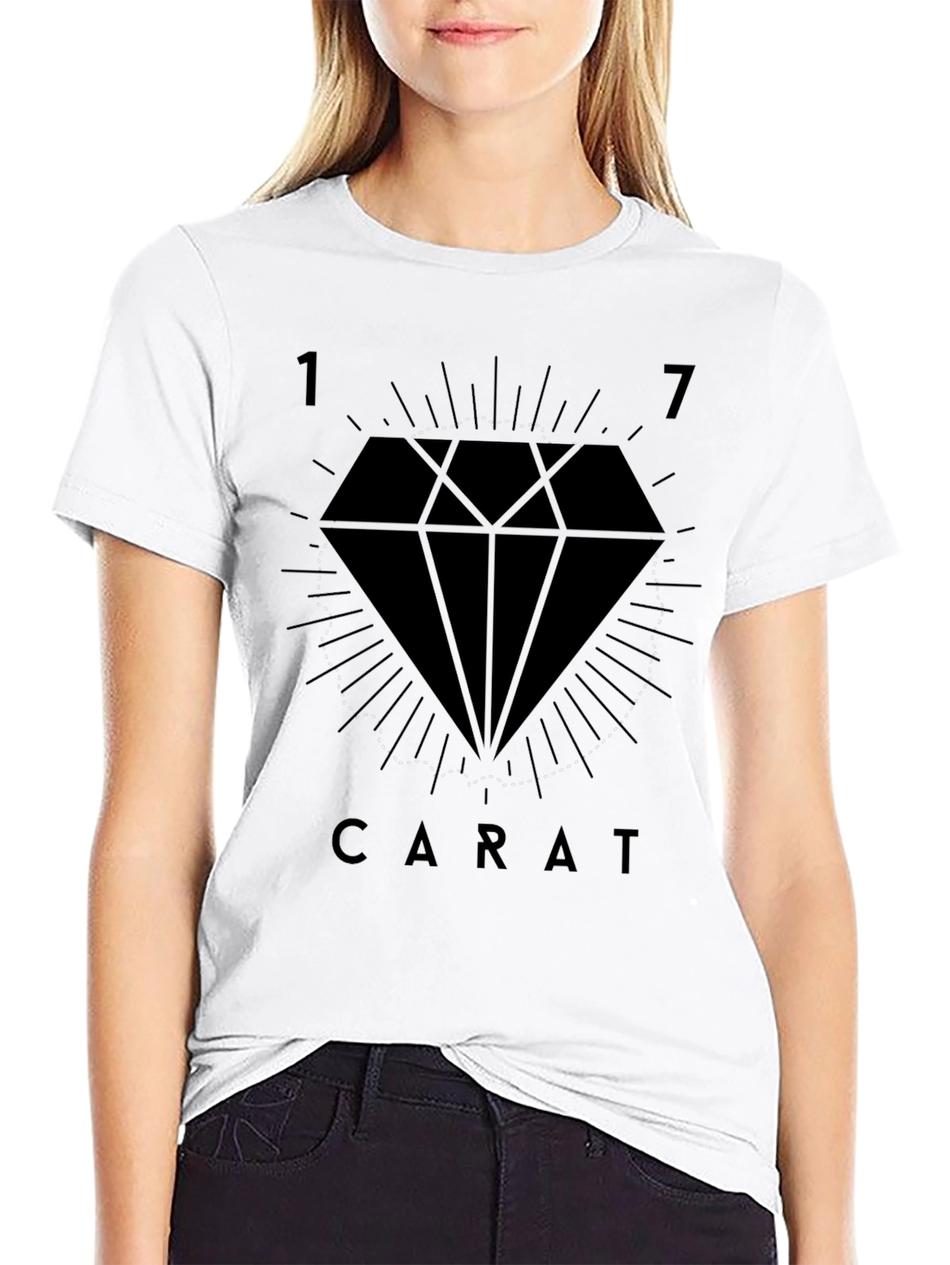 Black 17 Carat Graphic Tee - Stylish Diamond Design view 9