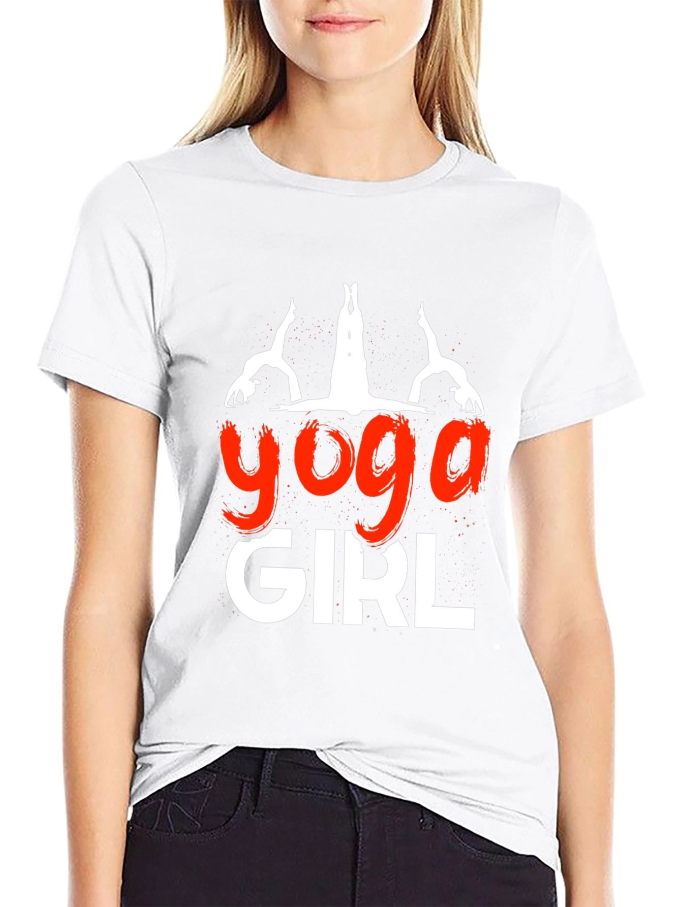 Black Yoga Girl Graphic Tee - Soft Cotton Blend view 9