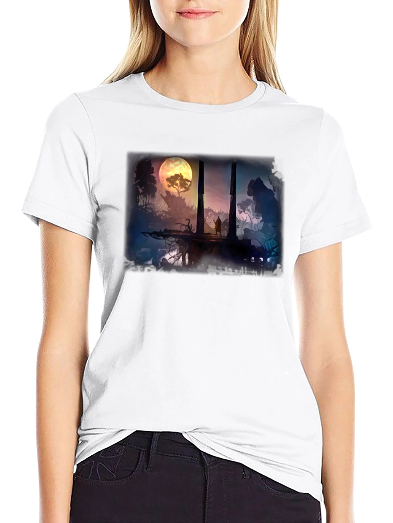 Black Fantasy Landscape Black T-Shirt view 9