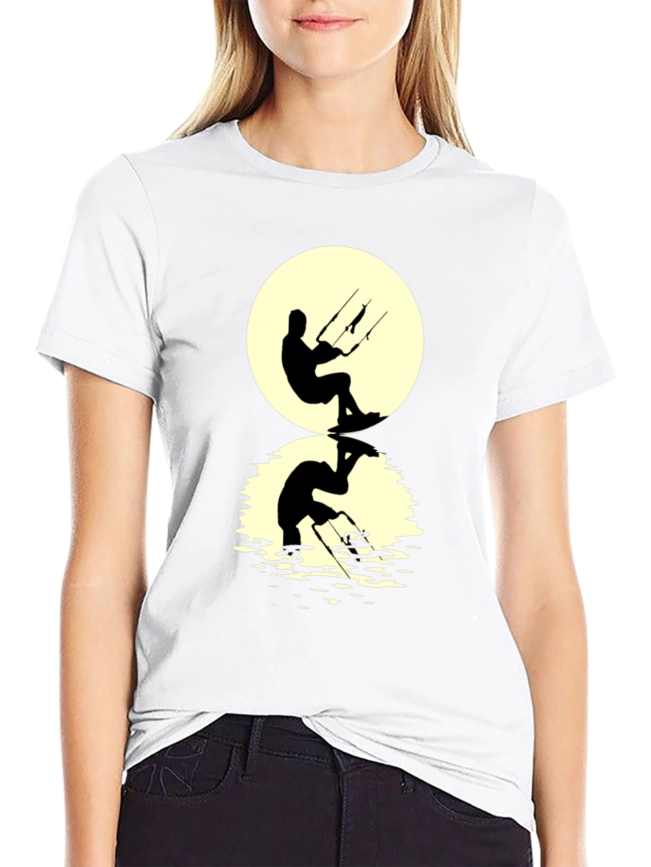 Black Kite Surfer Silhouette Graphic Tee view 9