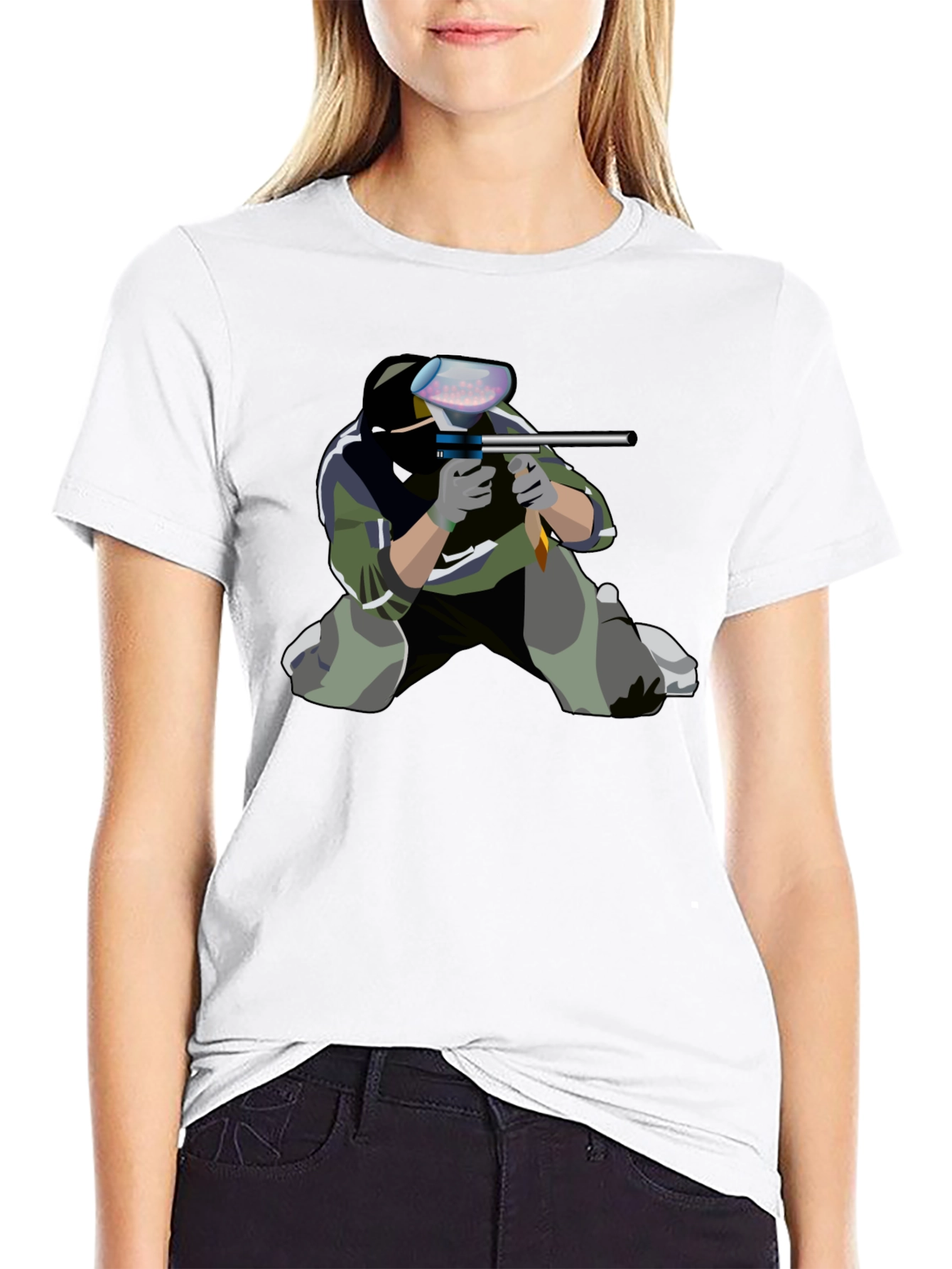 Black Paintball Player Graphic T-Shirt view 9