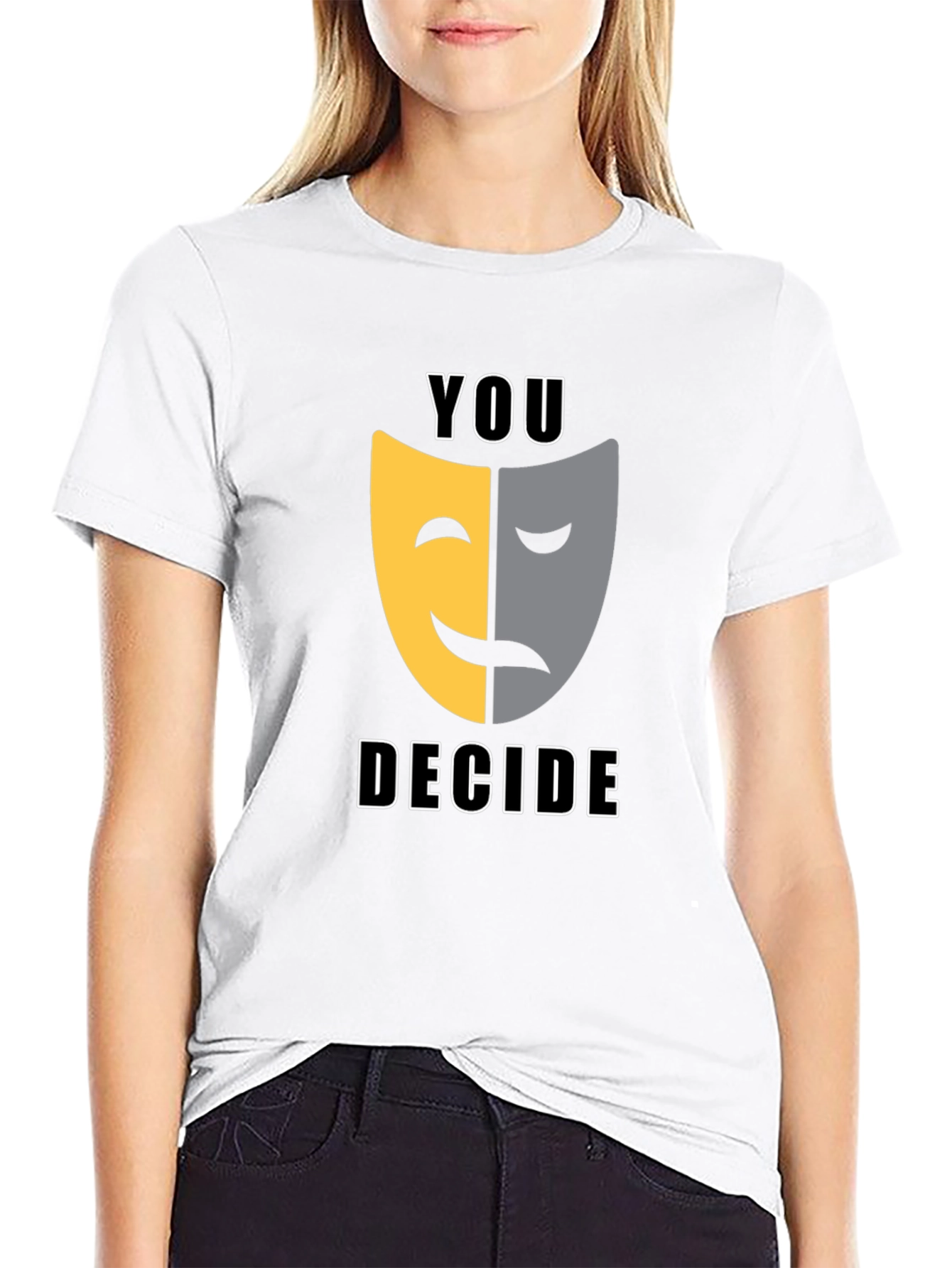 Black You Decide T-Shirt: Comedy Tragedy Mask Graphic Tee view 9
