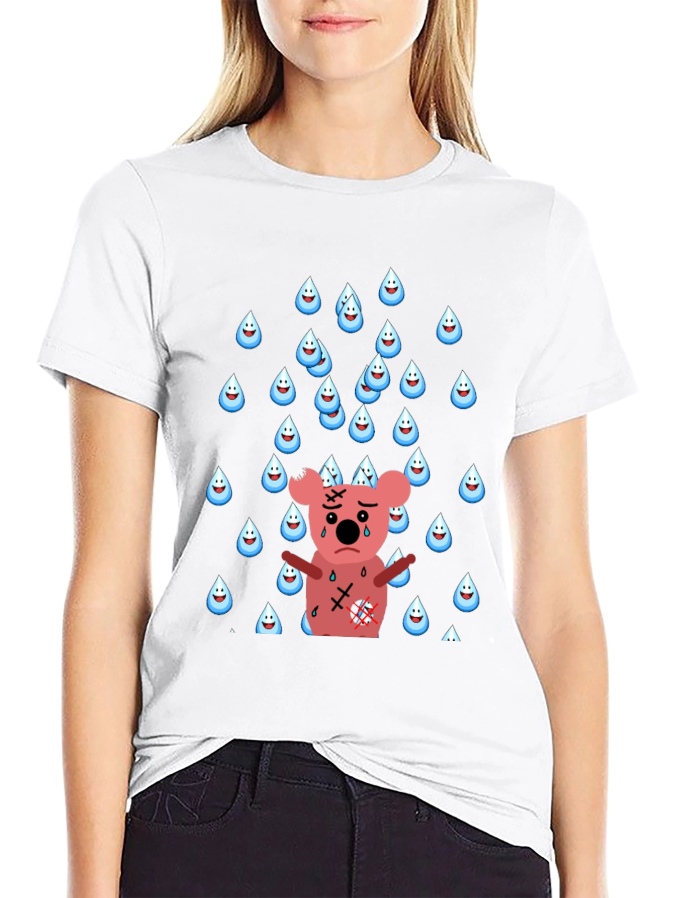 Black Sad Koala T-Shirt - Rainy Day Graphic Tee view 9