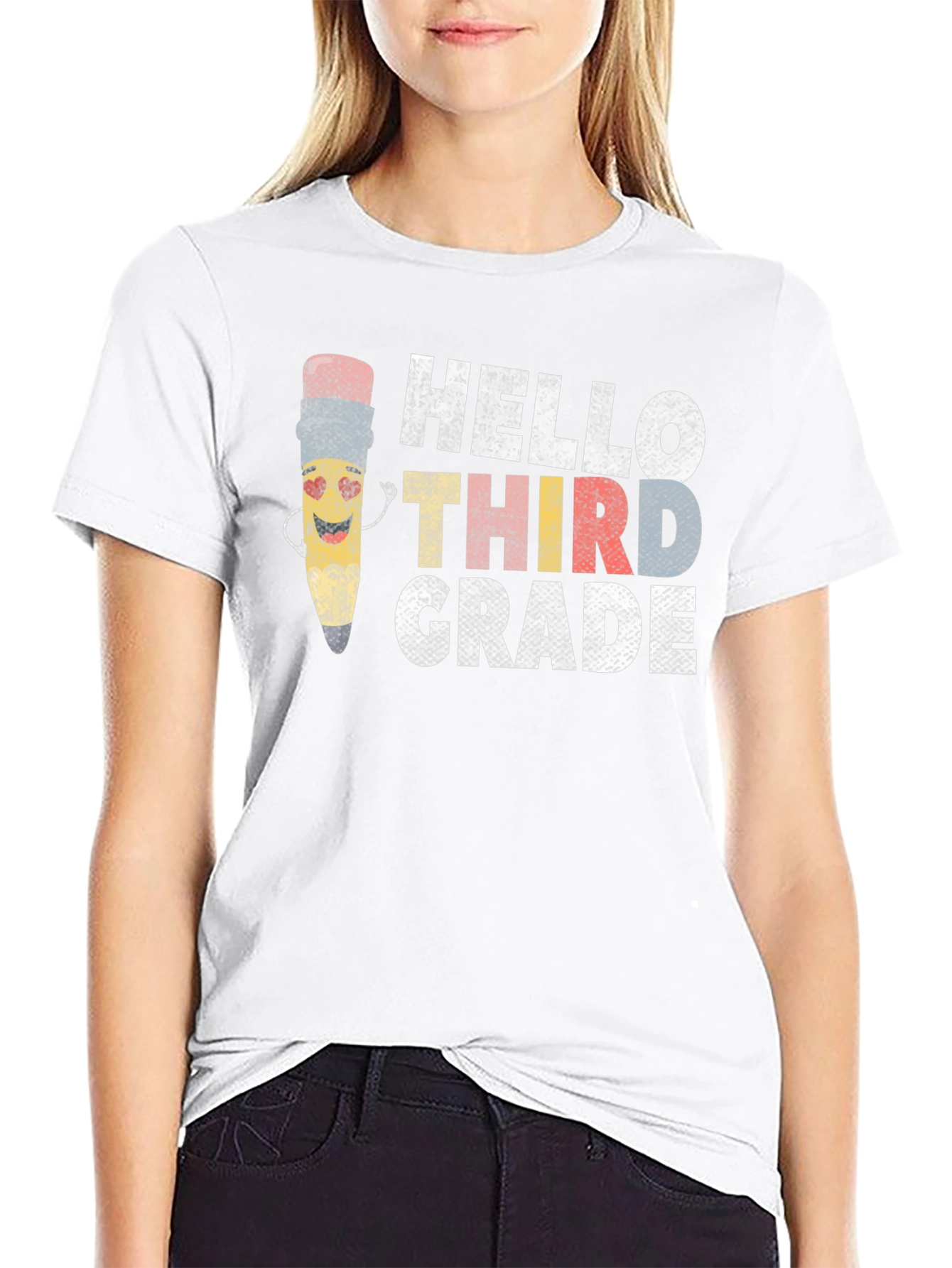 Black Hello Third Grade T-Shirt - Back to School Teacher Tee view 9