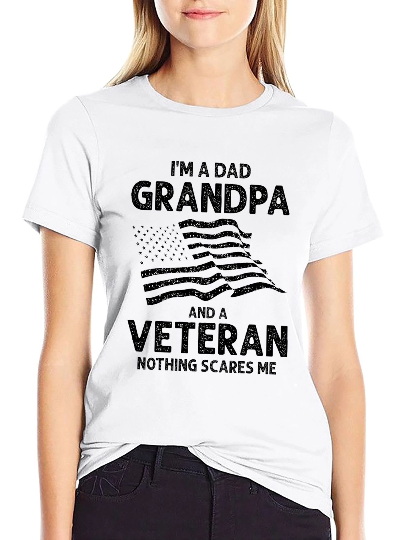 Black Dad Grandpa Veteran T-Shirt view 9