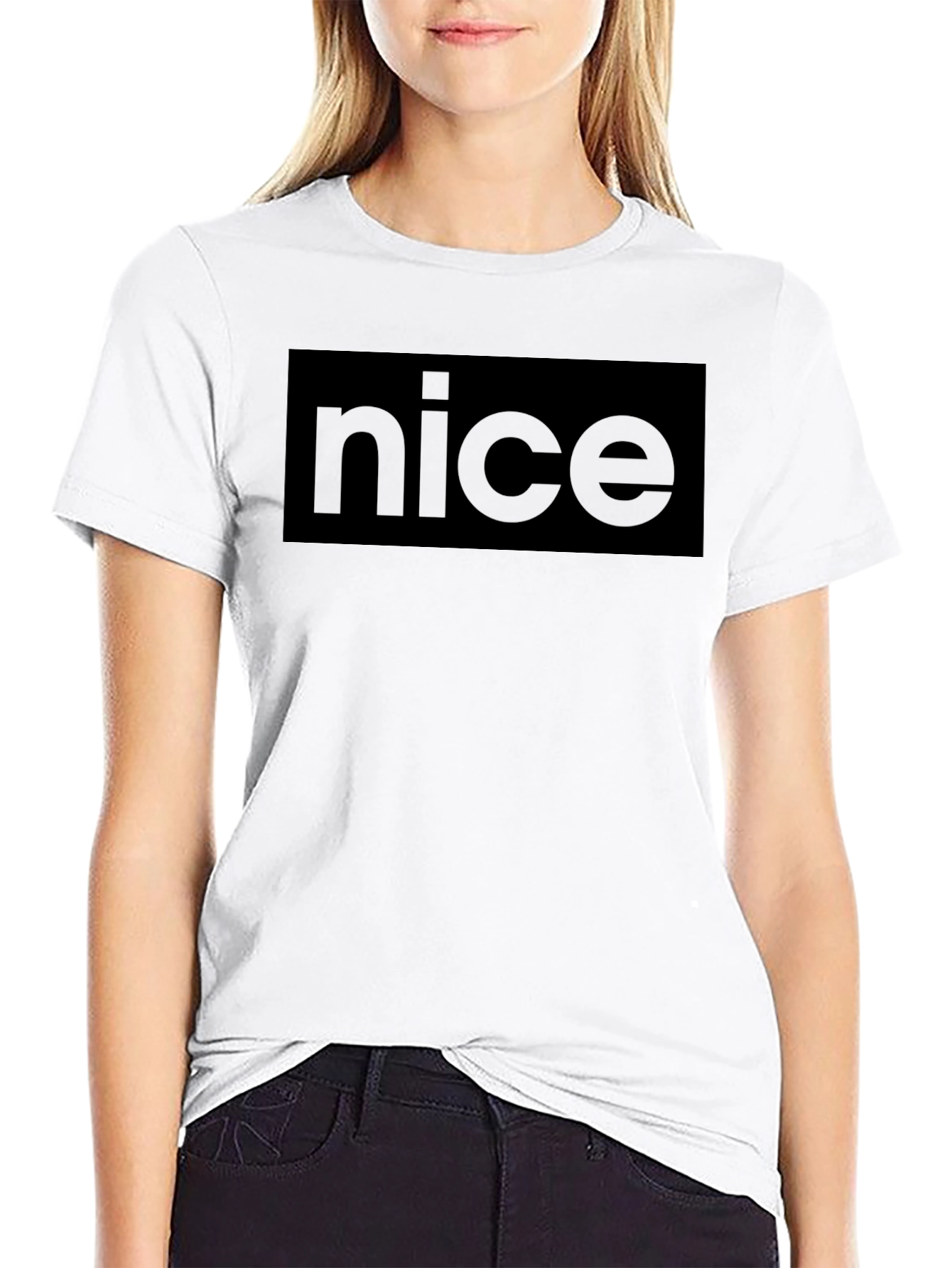 Black Nice Graphic Print Black T-Shirt view 9