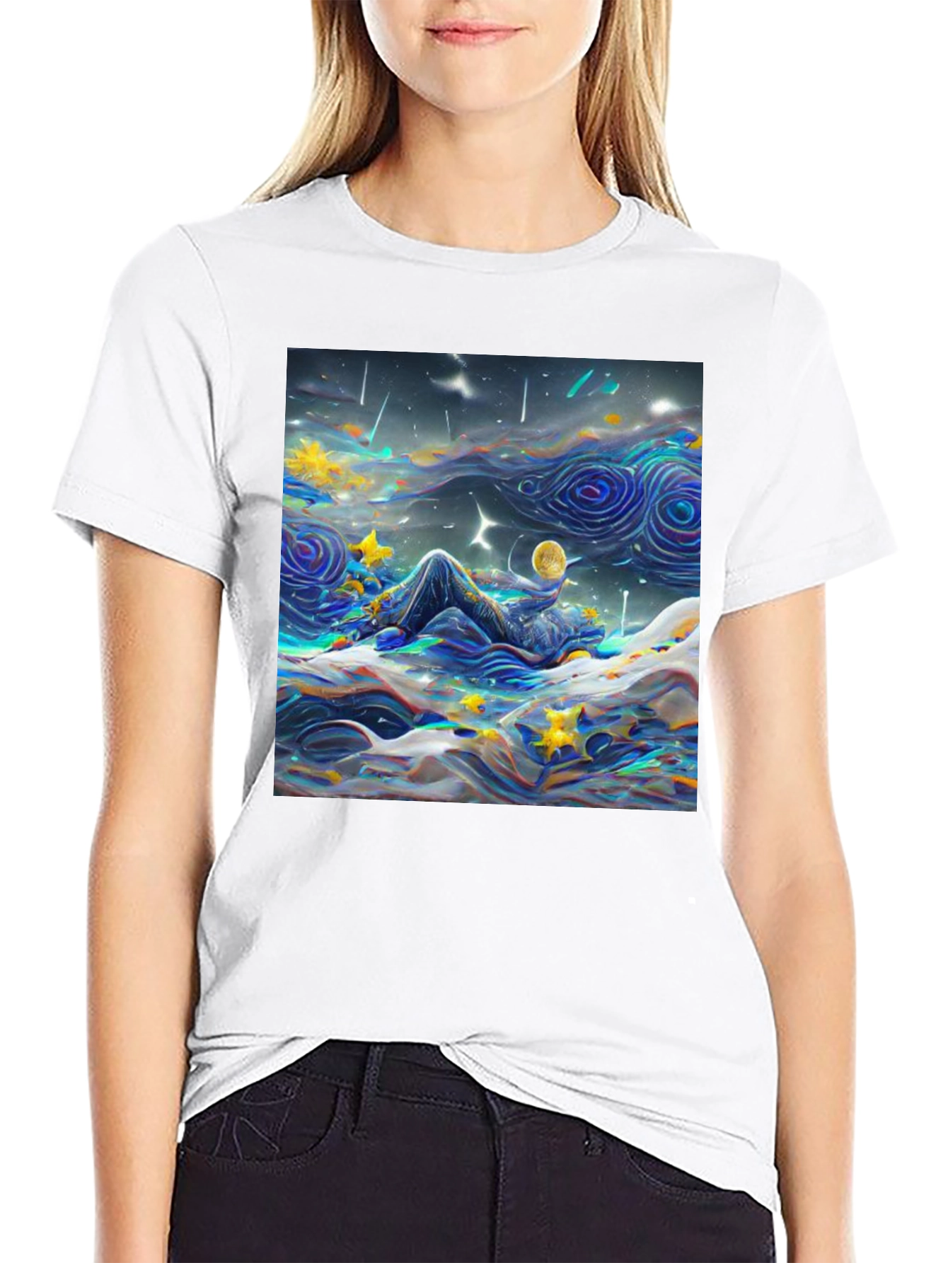 Black Starry Night Dreamscape T-Shirt view 9