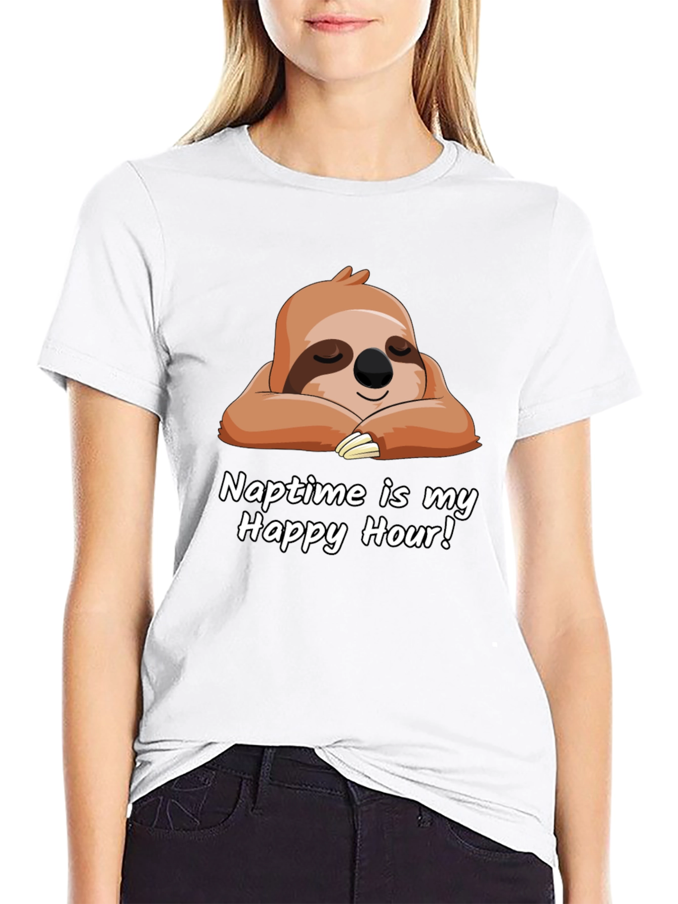 Black Naptime is My Happy Hour Sloth T-Shirt view 9