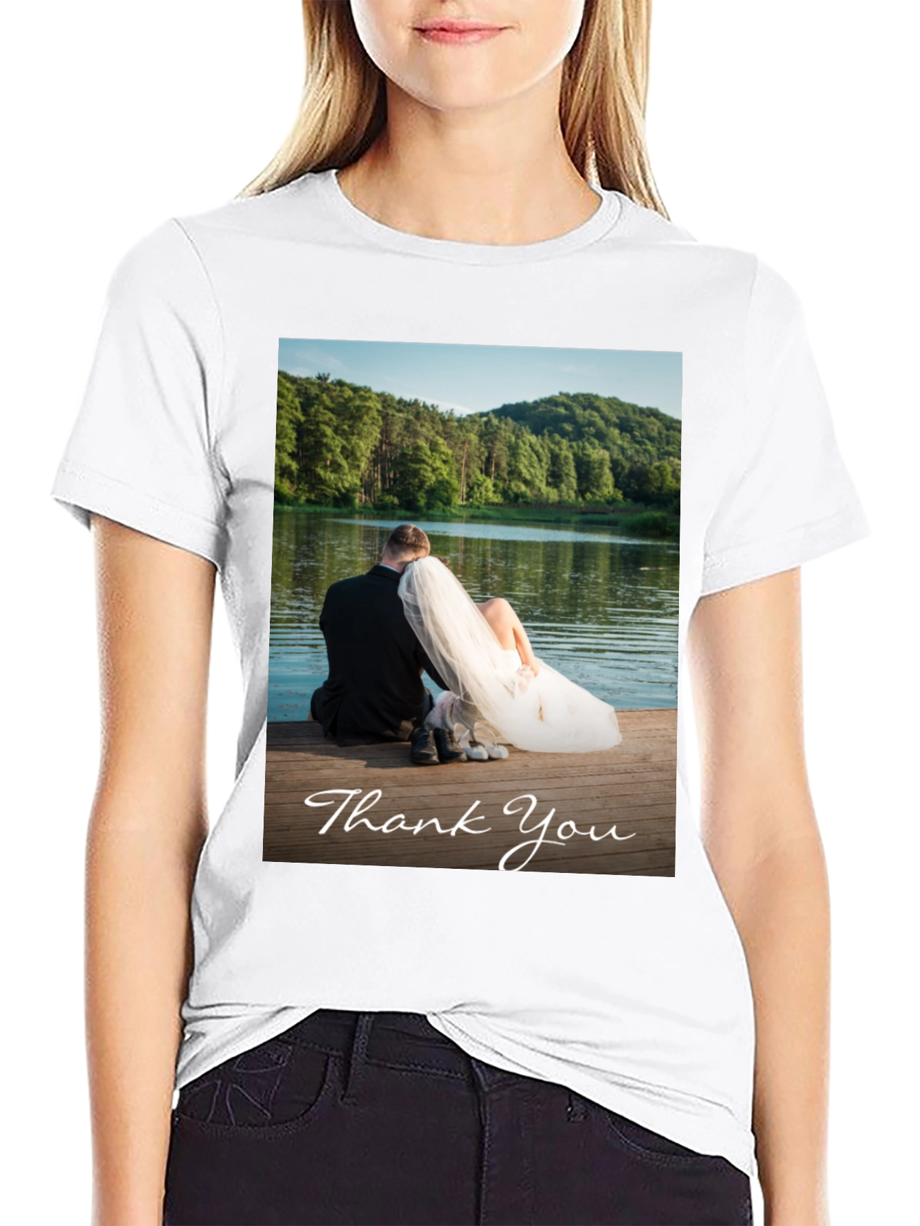 Black Wedding Thank You Photo T-Shirt view 9