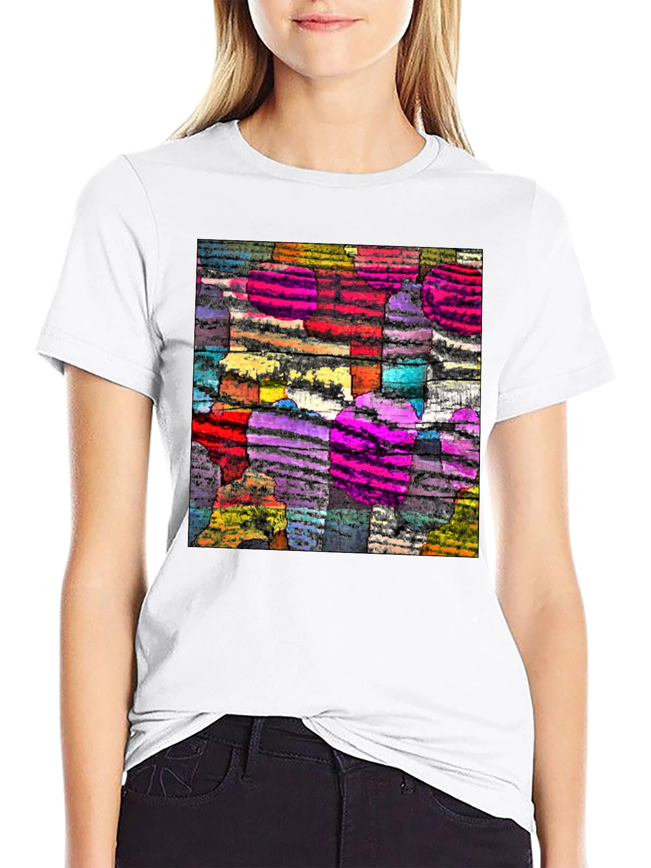 Black Abstract Art Graphic Tee - Black Cotton Comfort view 9