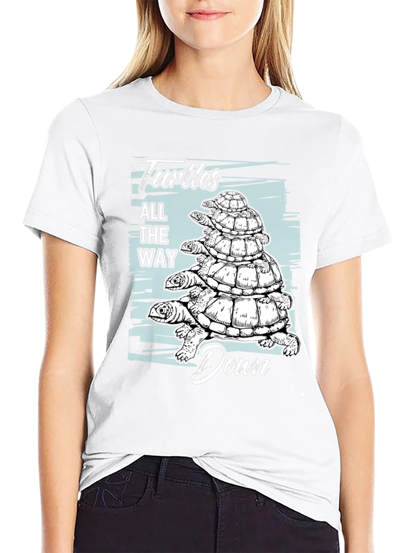 Black Turtles All The Way Down Graphic T-Shirt view 9