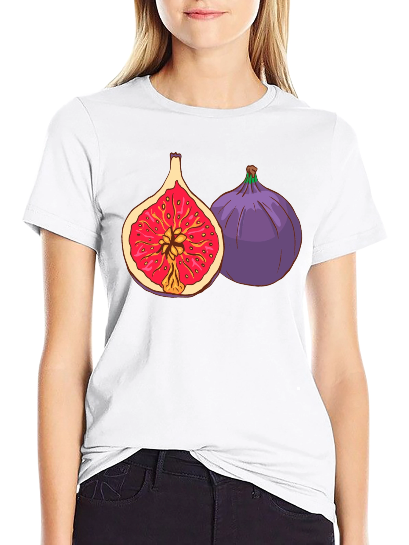 Black Fig Fruit Graphic Black T-Shirt view 9