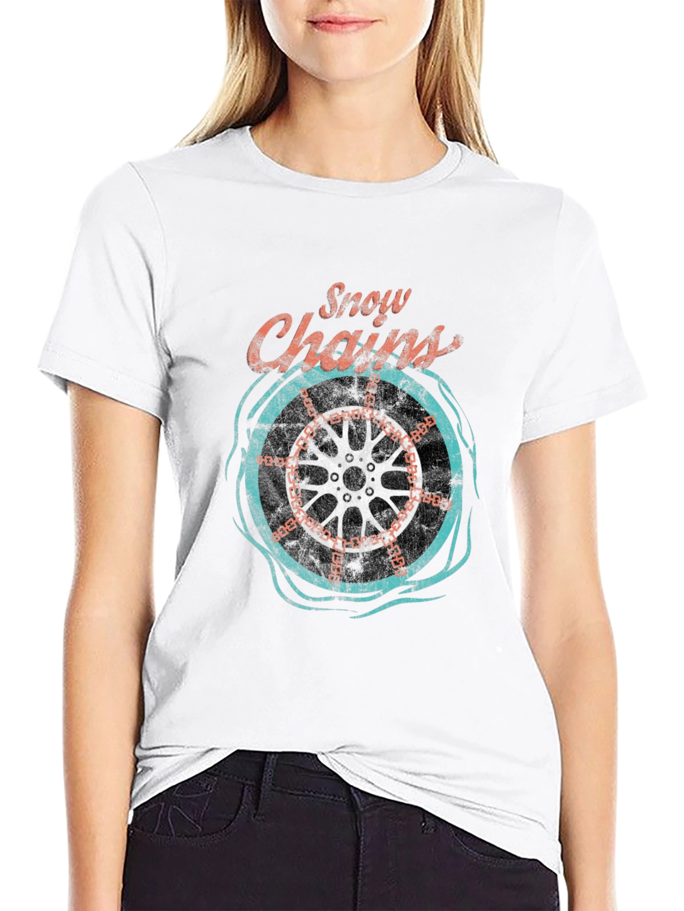 Black Snow Chains Graphic T-Shirt - Cool Ride Tee view 9