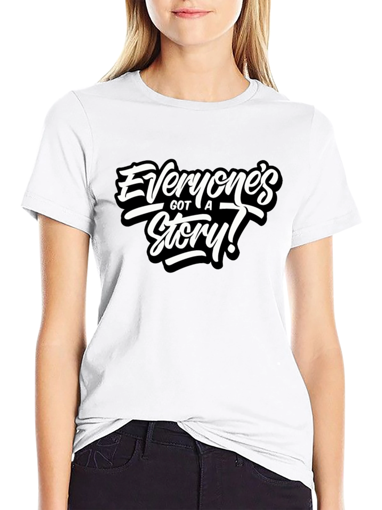 Black Everyone's Got A Story! Black Graphic Tee view 9