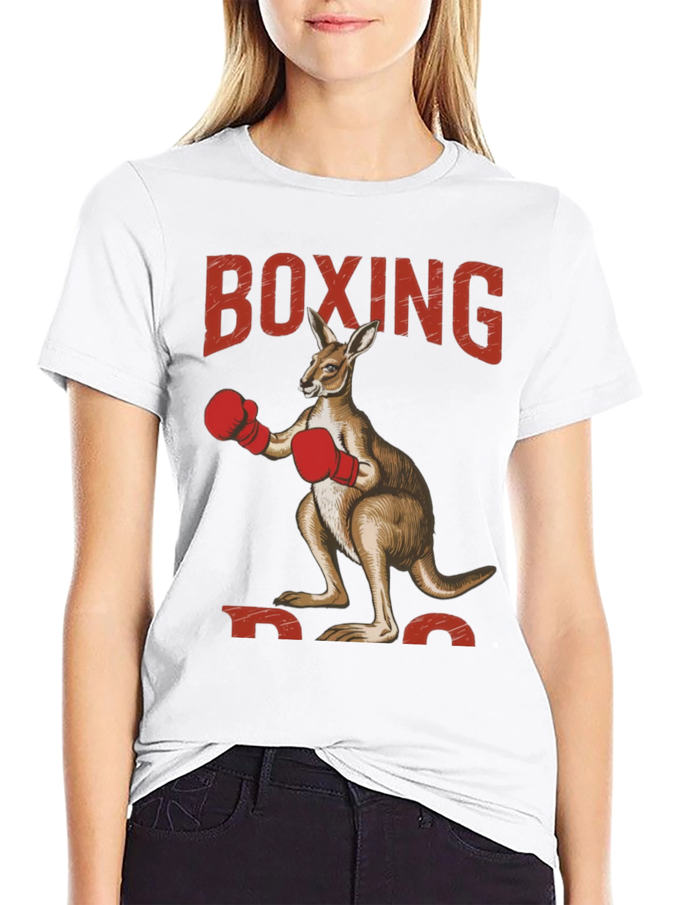 Black Boxing Kangaroo Graphic Tee - Black Cotton view 9