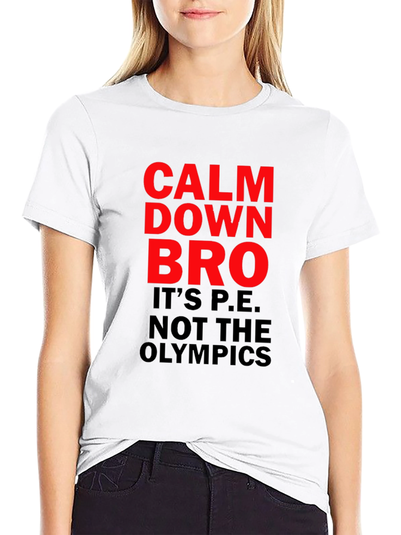 Black Calm Down Bro T-Shirt: Funny PE Teacher Tee view 9