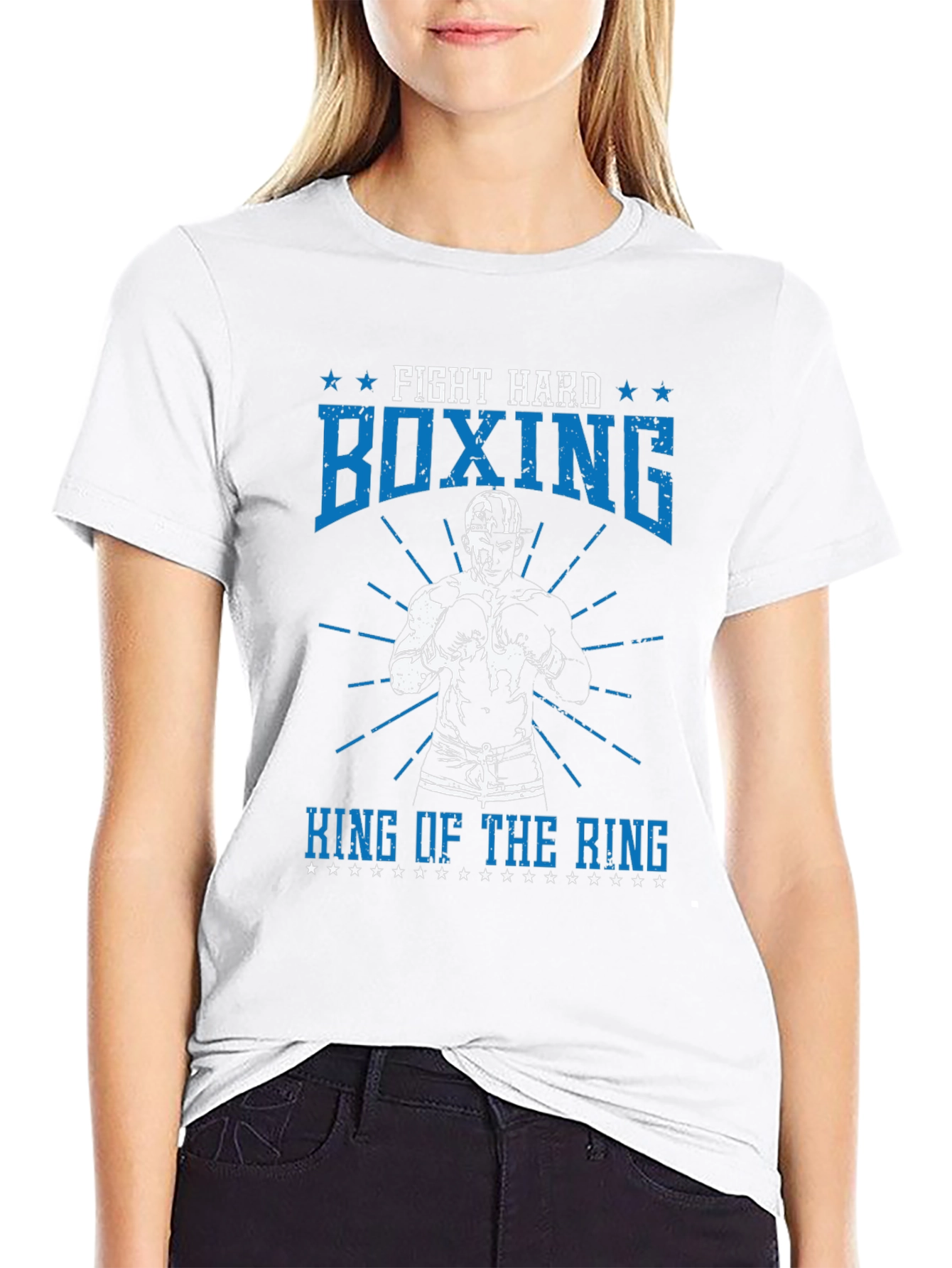 Black Fight Hard Boxing King of the Ring Men's Graphic Tee view 9