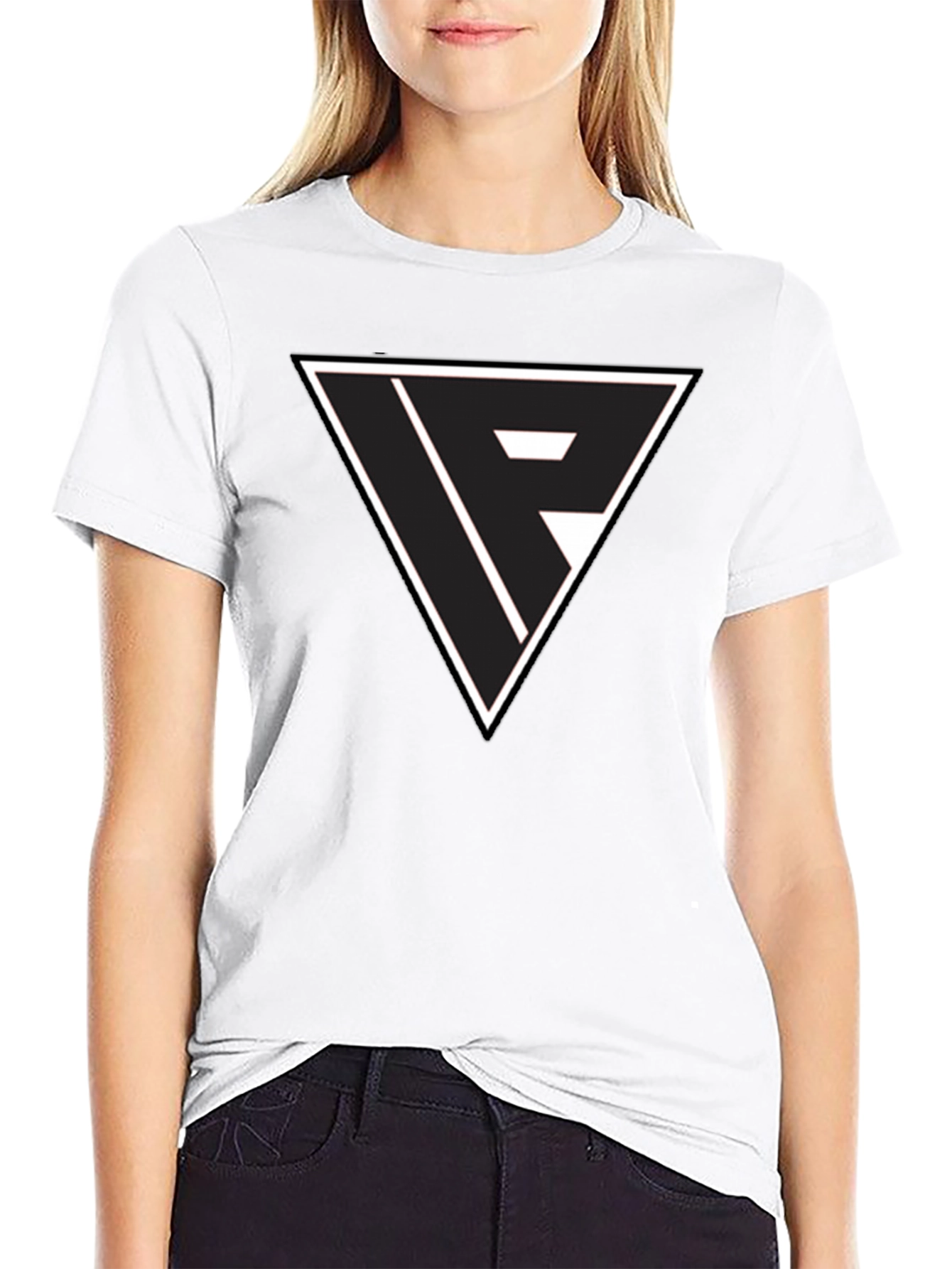 Black Black T-Shirt with Triangle Logo Graphic view 9