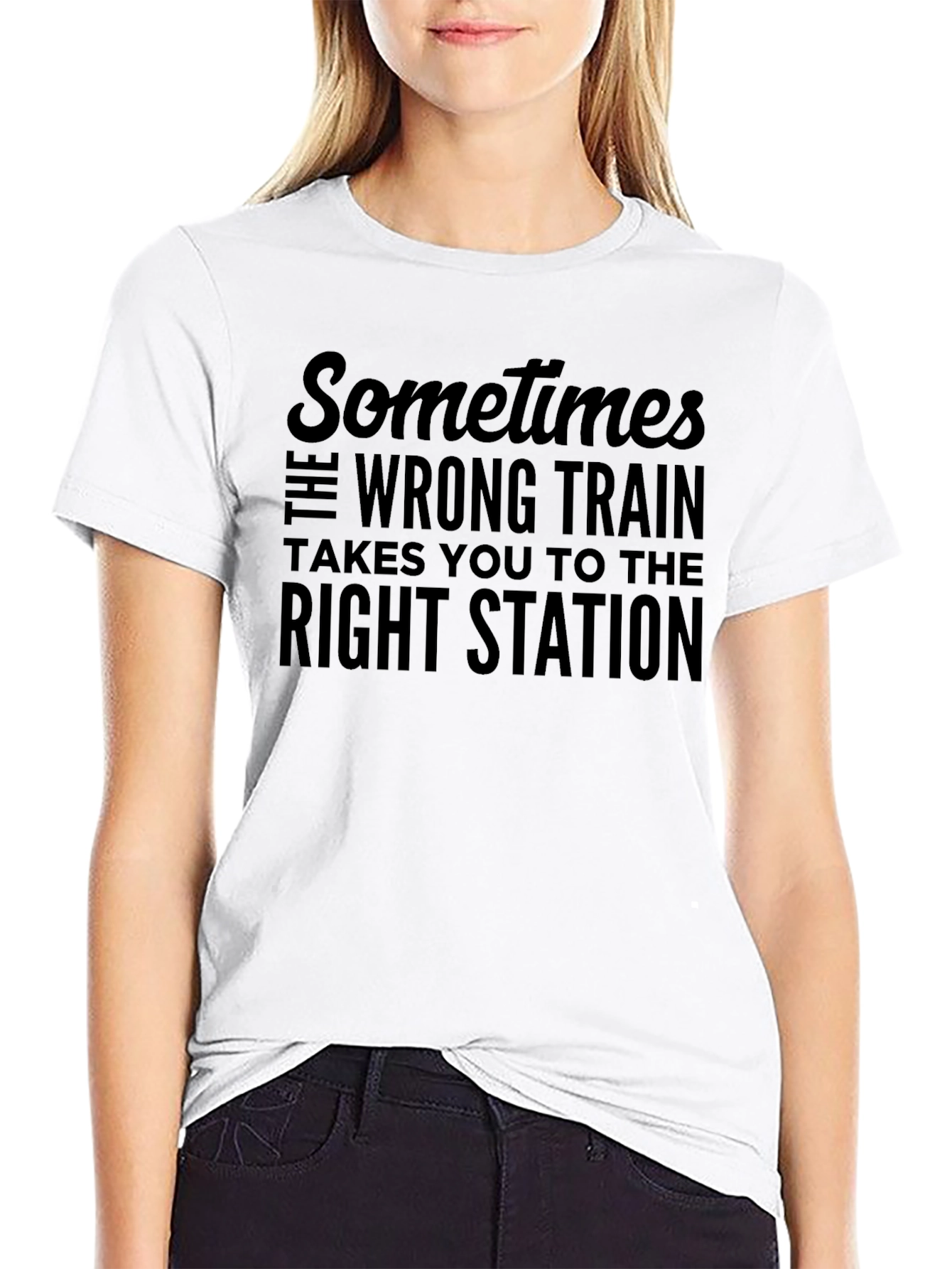 Black Sometimes the Wrong Train T-Shirt view 9