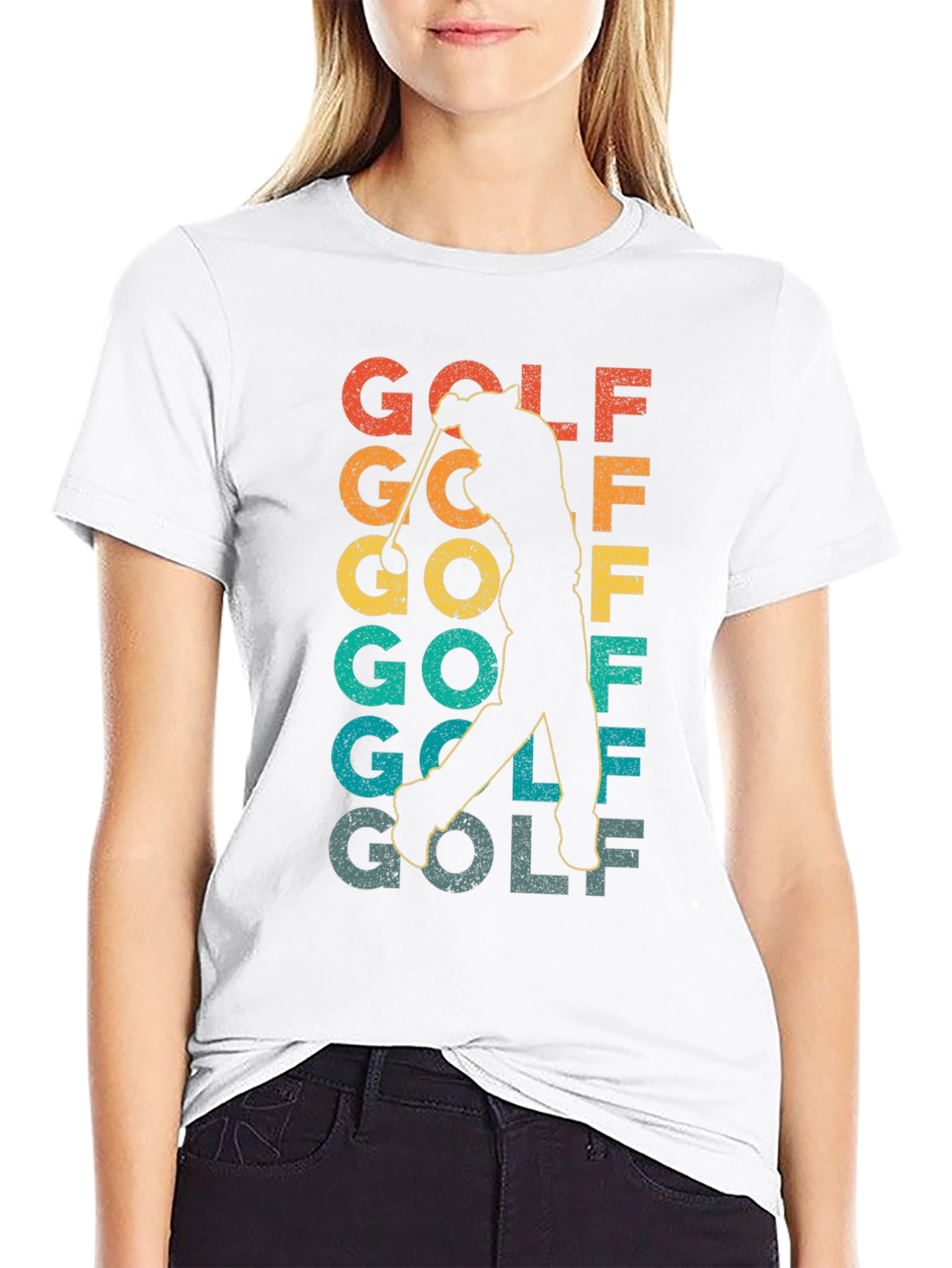 Black Retro Golf T-Shirt - Golfer Silhouette Tee view 9