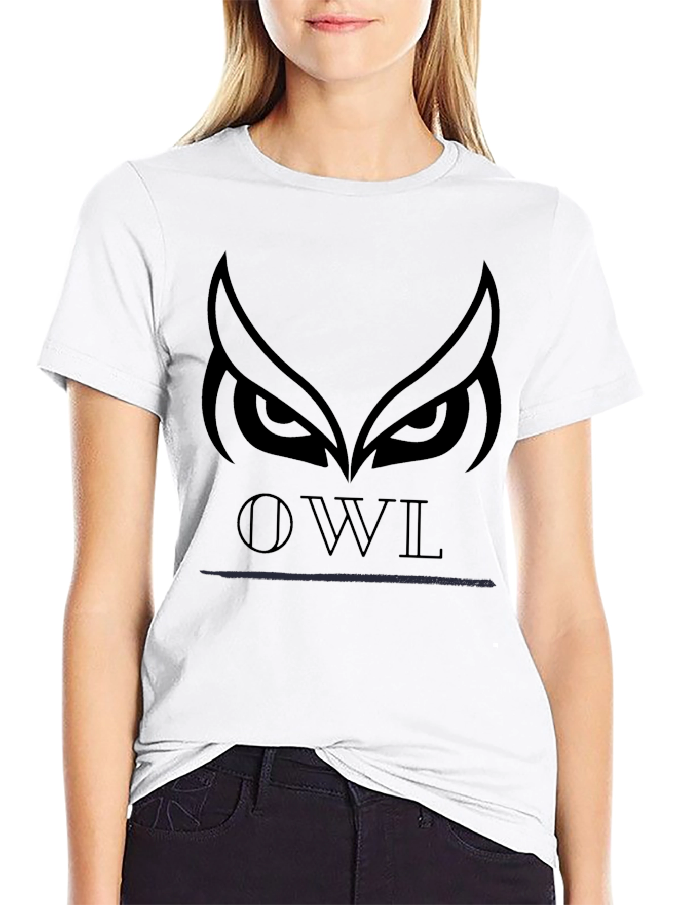 Black Owl Graphic Print Black T-Shirt view 9
