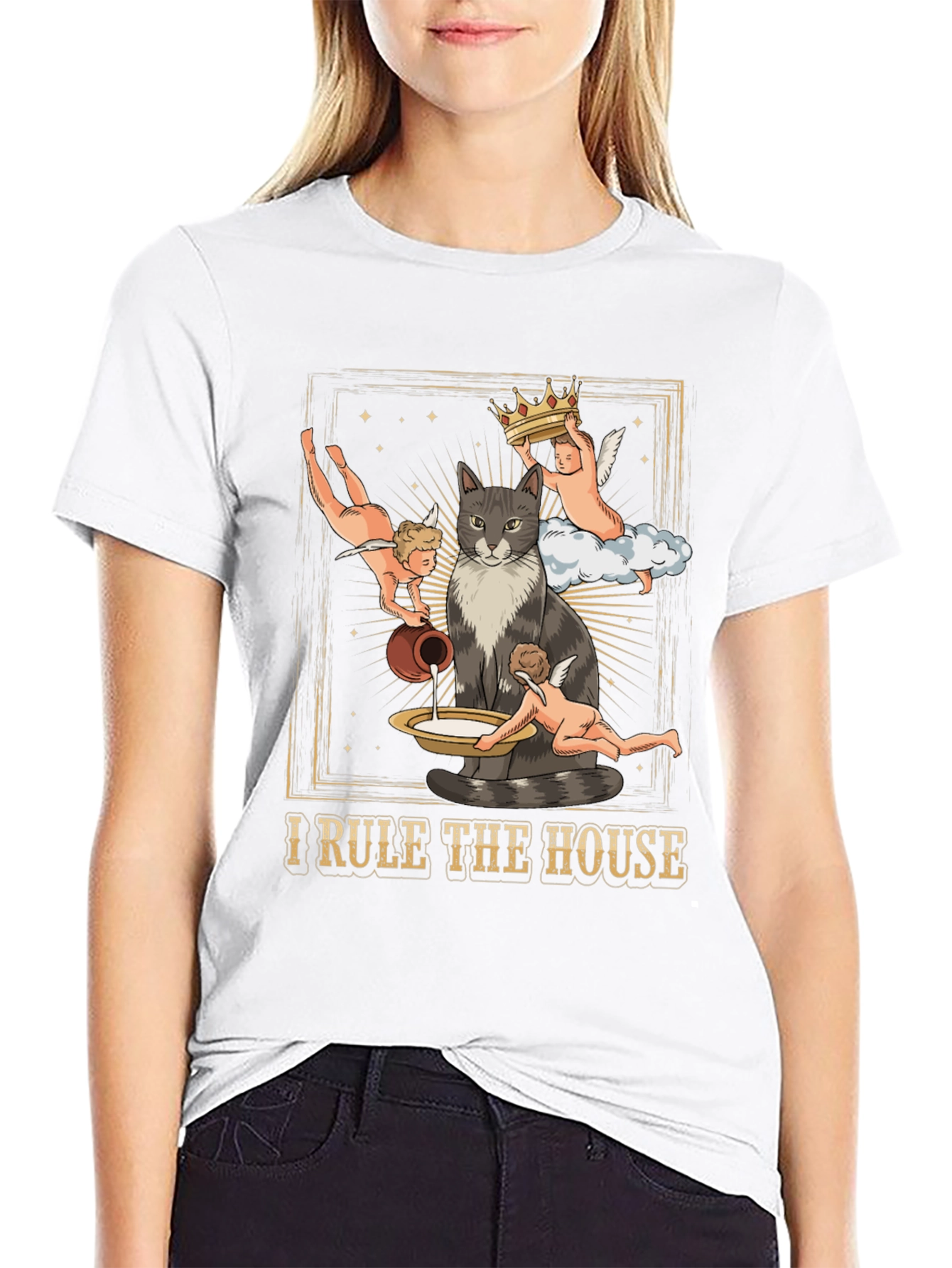 Black Cat King T-Shirt - "I Rule the House" Funny Tee view 9