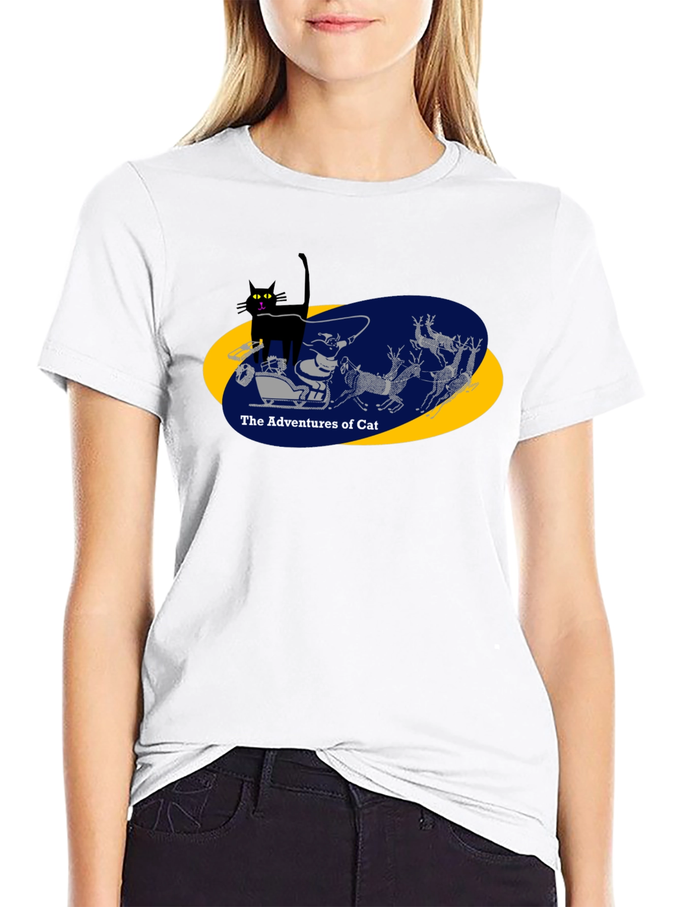 Black Adventures of Cat Graphic Tee - Black view 9