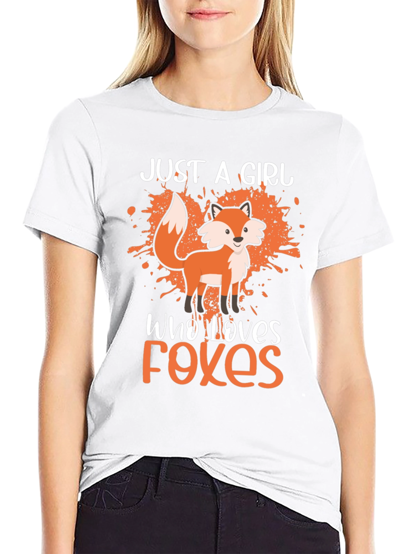 Black Just a Girl Who Loves Foxes T-Shirt view 9
