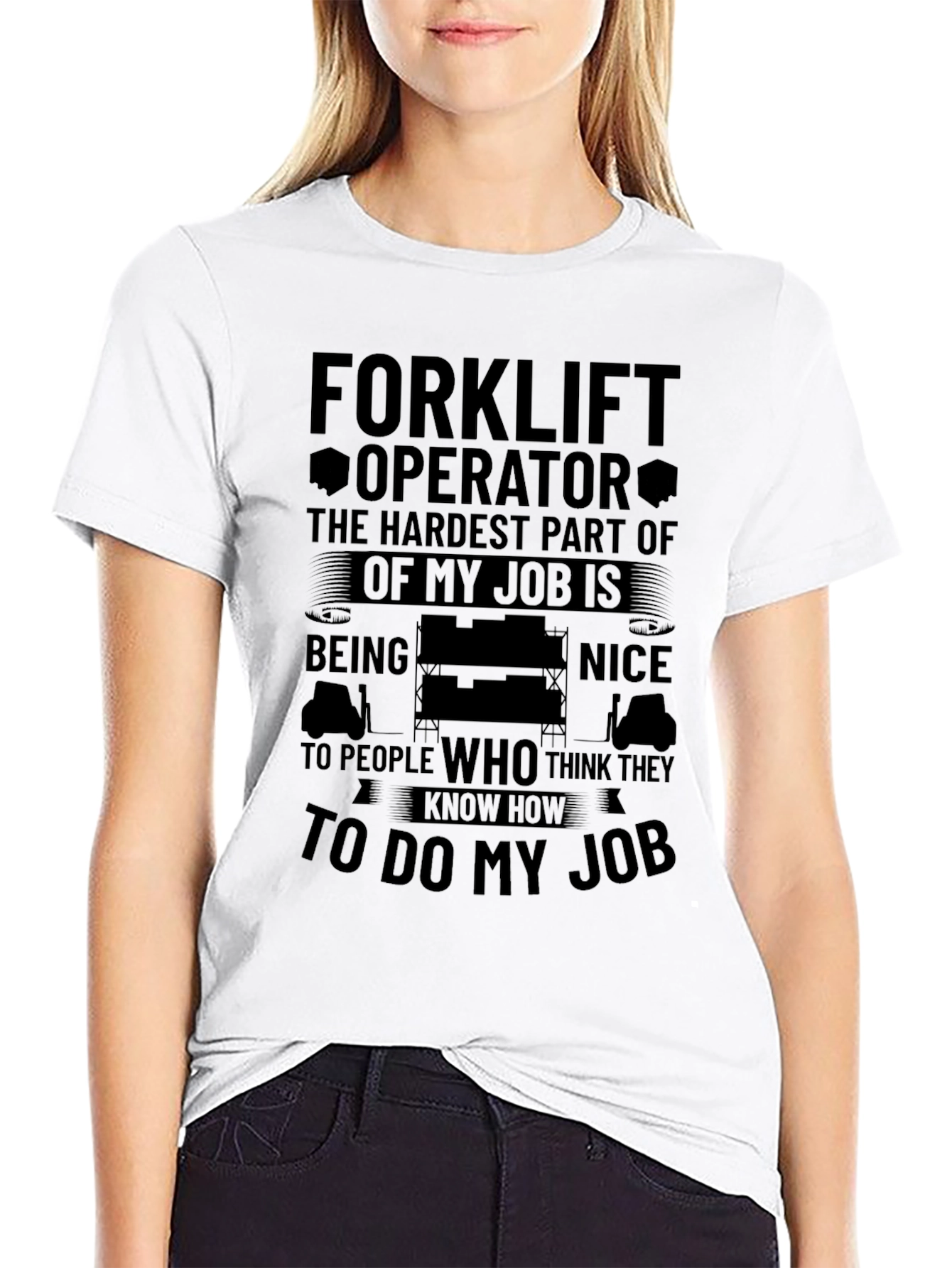 Black Funny Forklift Operator T-Shirt view 9